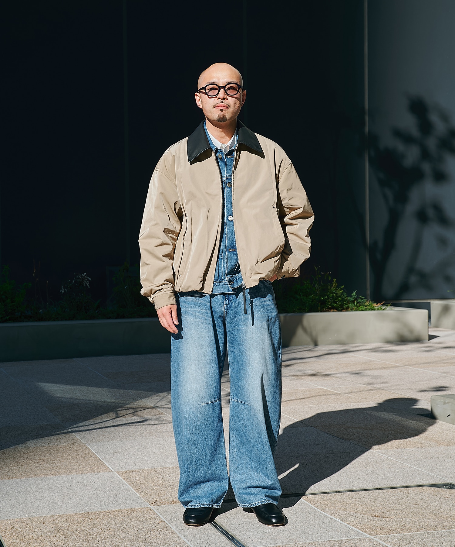 Leather collar Balloon Blouson STUDIOUS