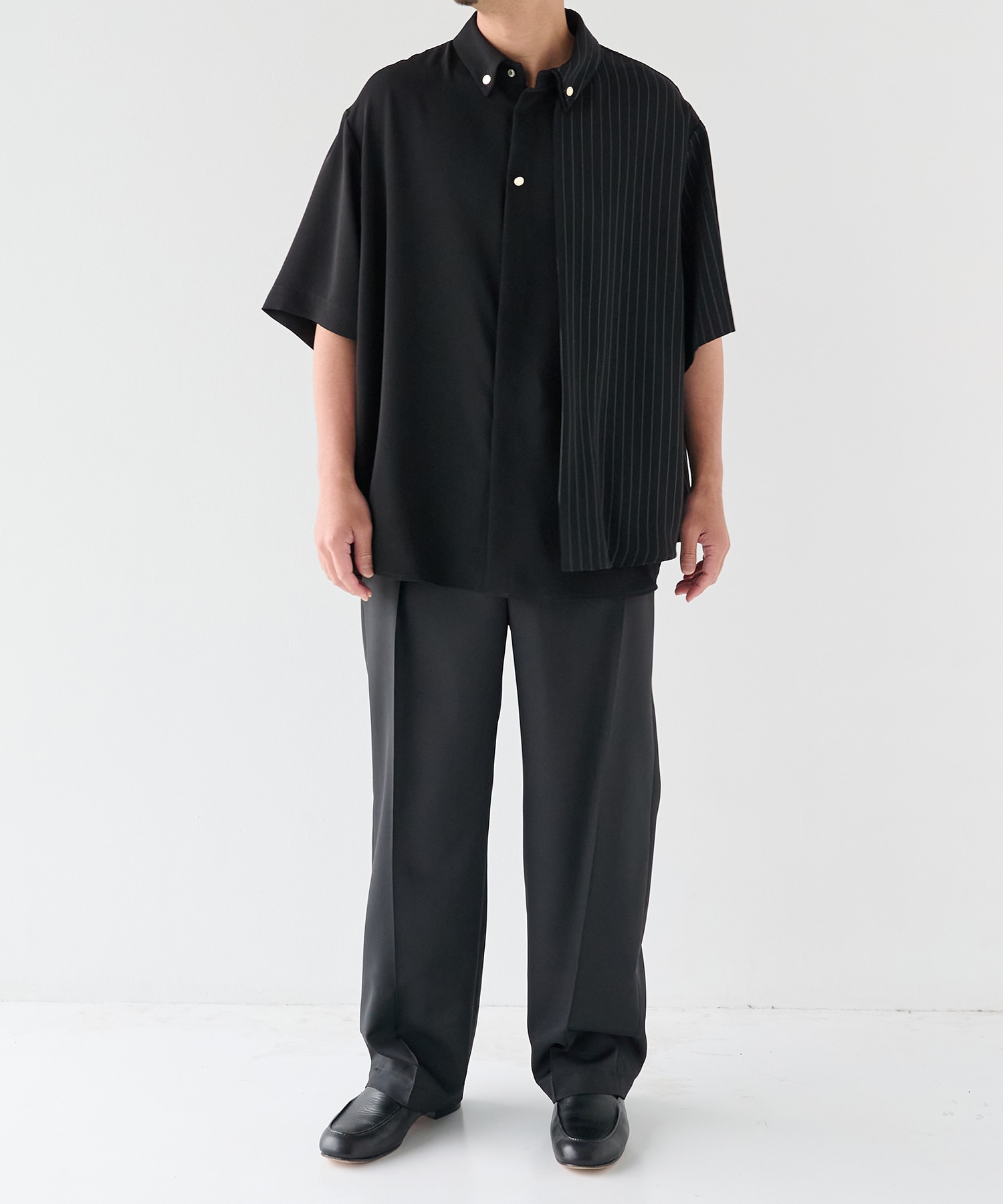 Double Cloth Layered Bi-Color Short Sleeve Shirt CULLNI