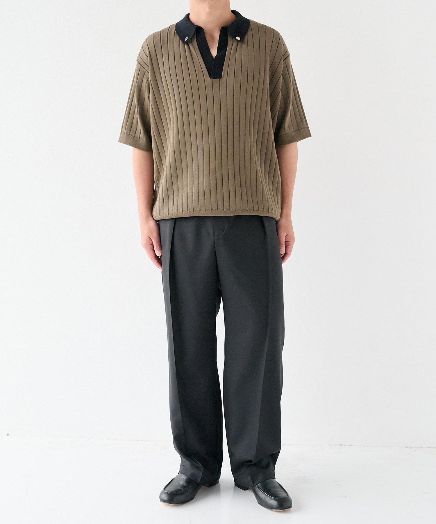 Wide Rib Skipper Collar Short Sleeve Knit CULLNI
