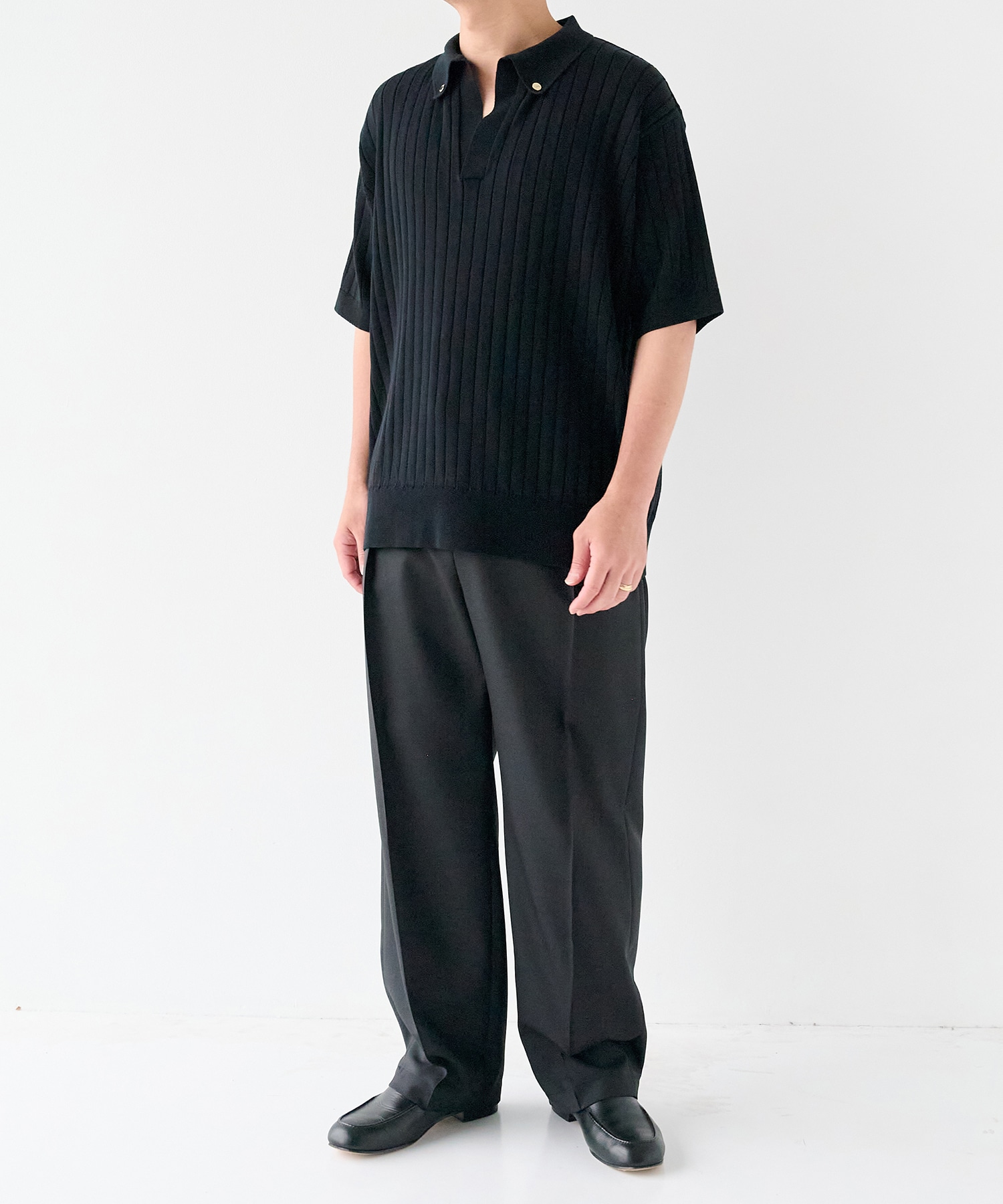 Wide Rib Skipper Collar Short Sleeve Knit CULLNI