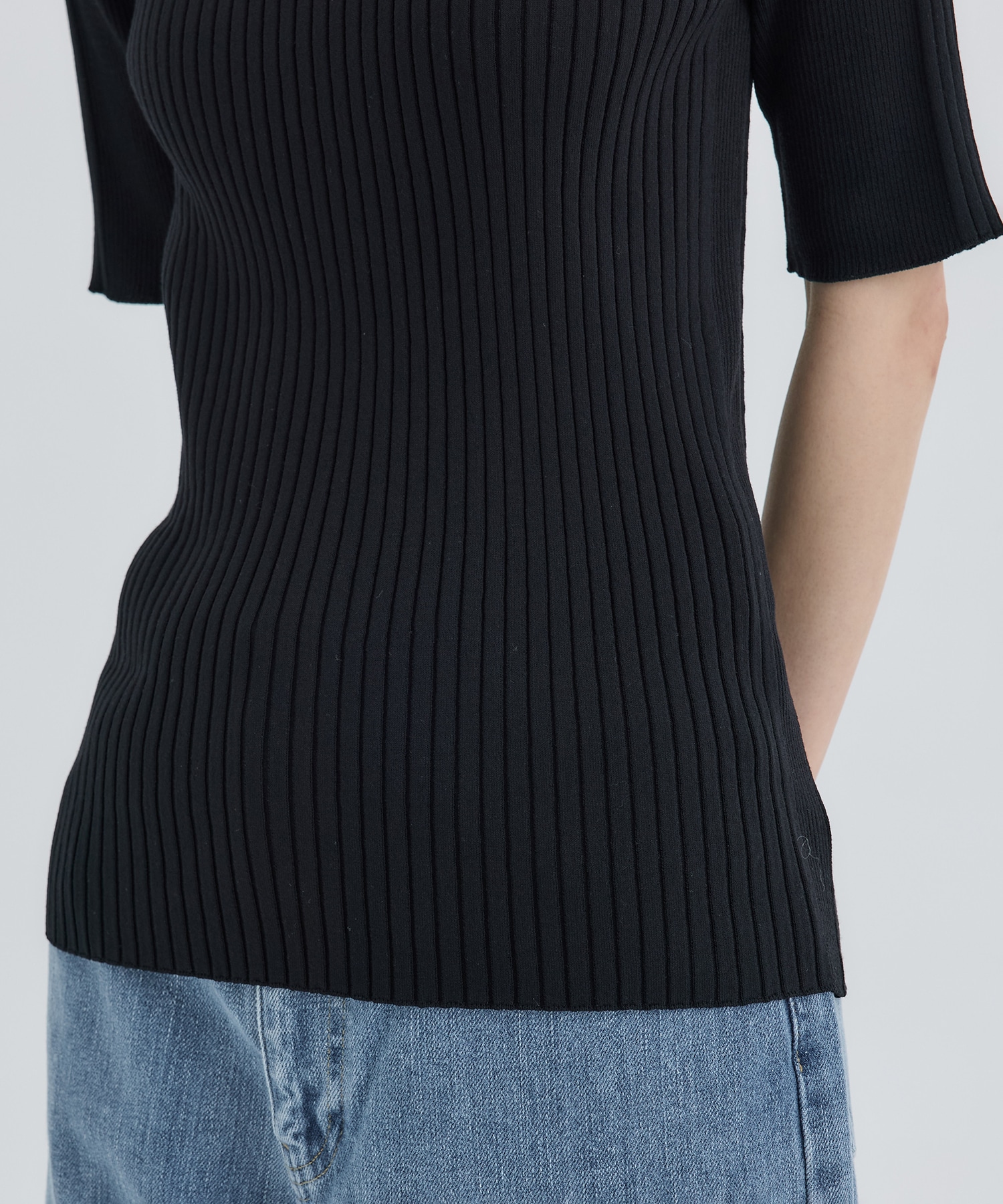 別注HALF SLEEVE RIB TOP WRAPINKNOT