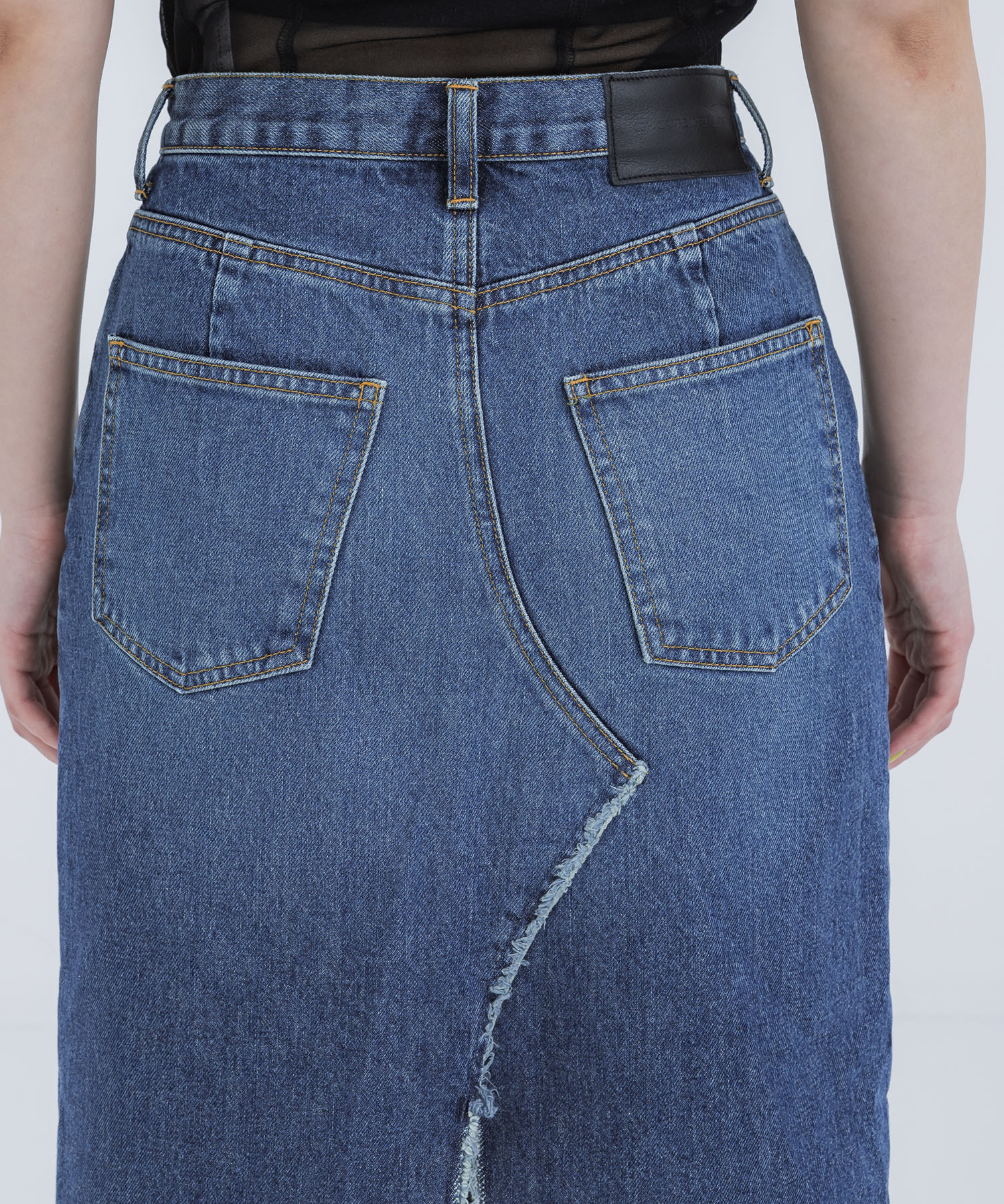 WASHED DENIM RIPPED LONG SKIRT JOHN LAWRENCE SULLIVAN