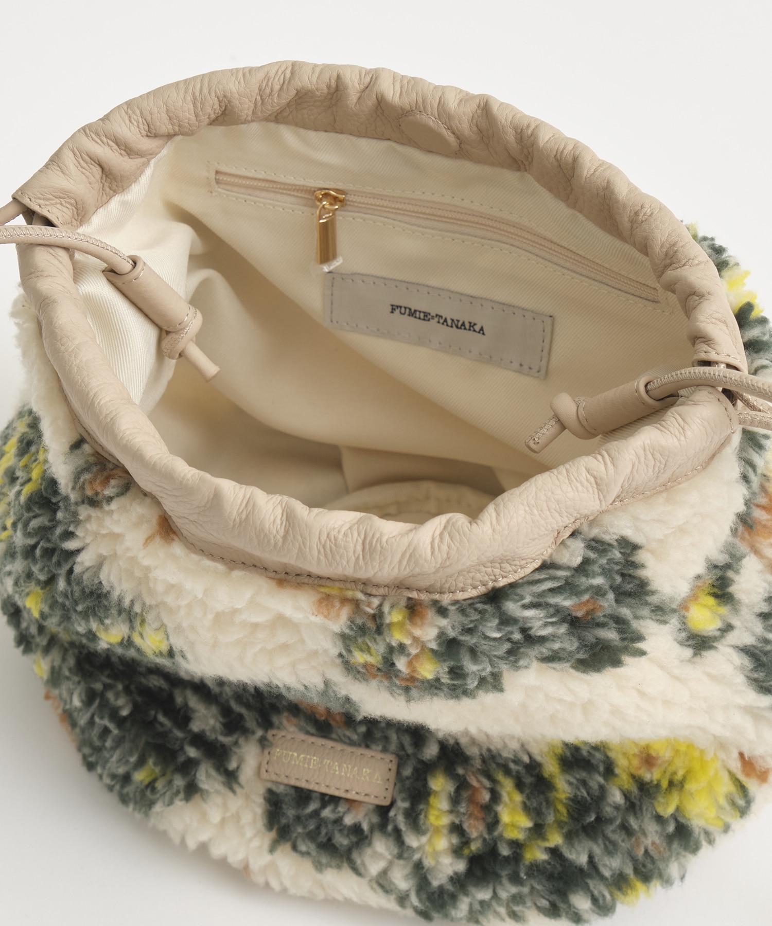 別注jacquard boa drawstring bag FUMIE=TANAKA