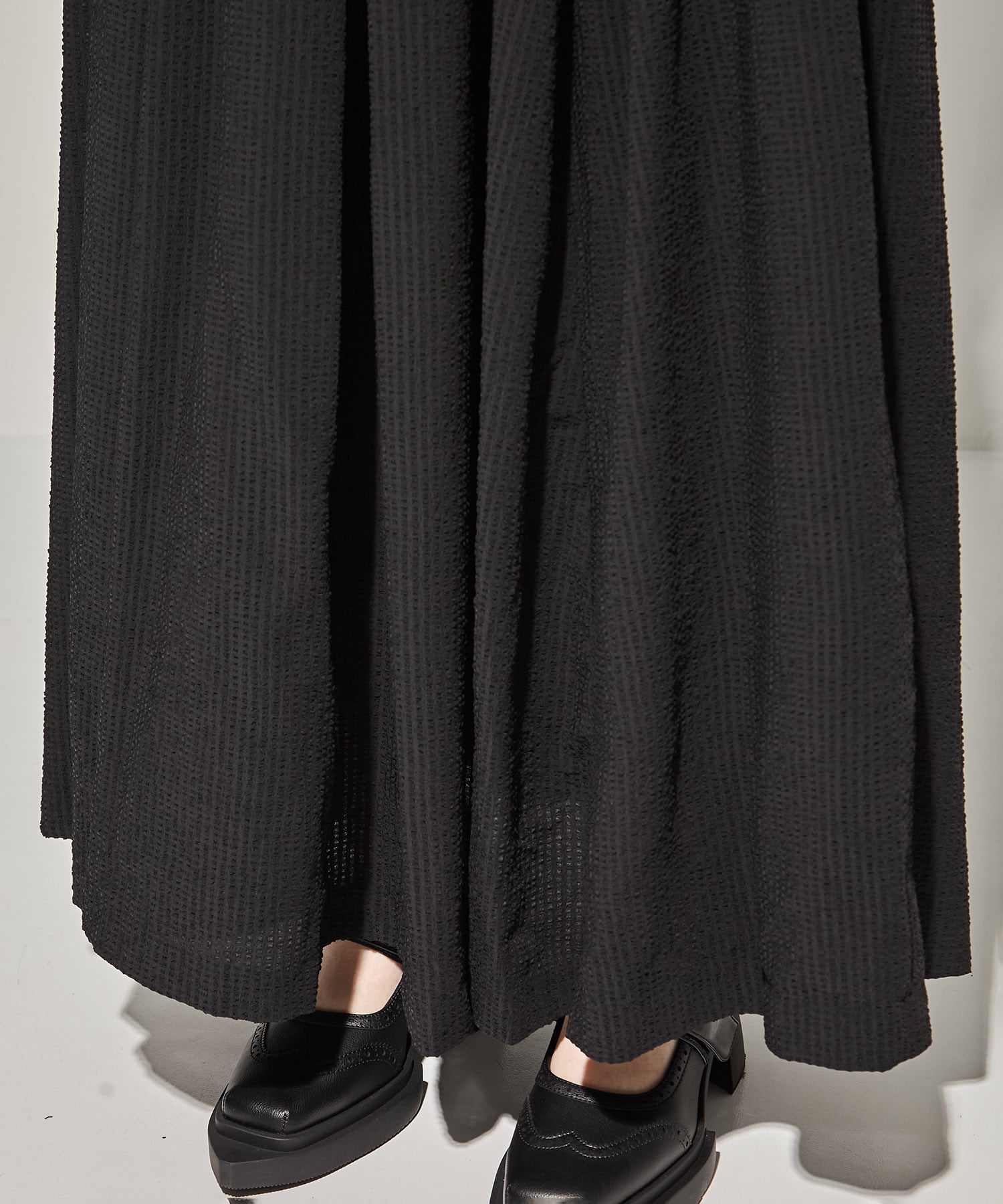 SEERSUCKER VOLUME HEM DRESS AMERI
