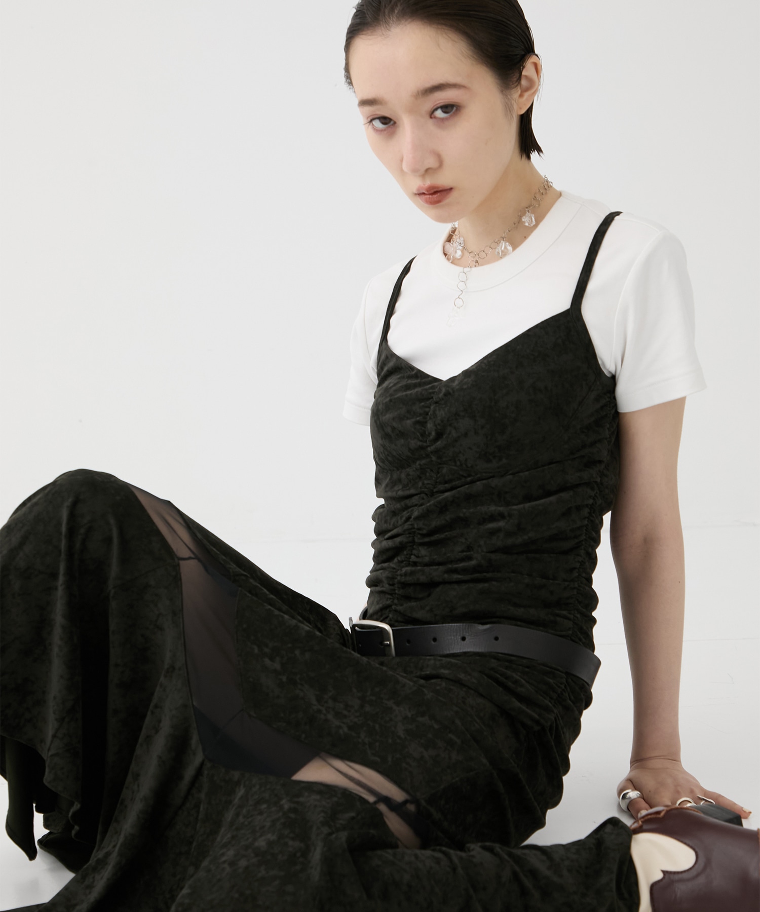 別注VELOUR SHEER CUT HEM DRESS FETICO