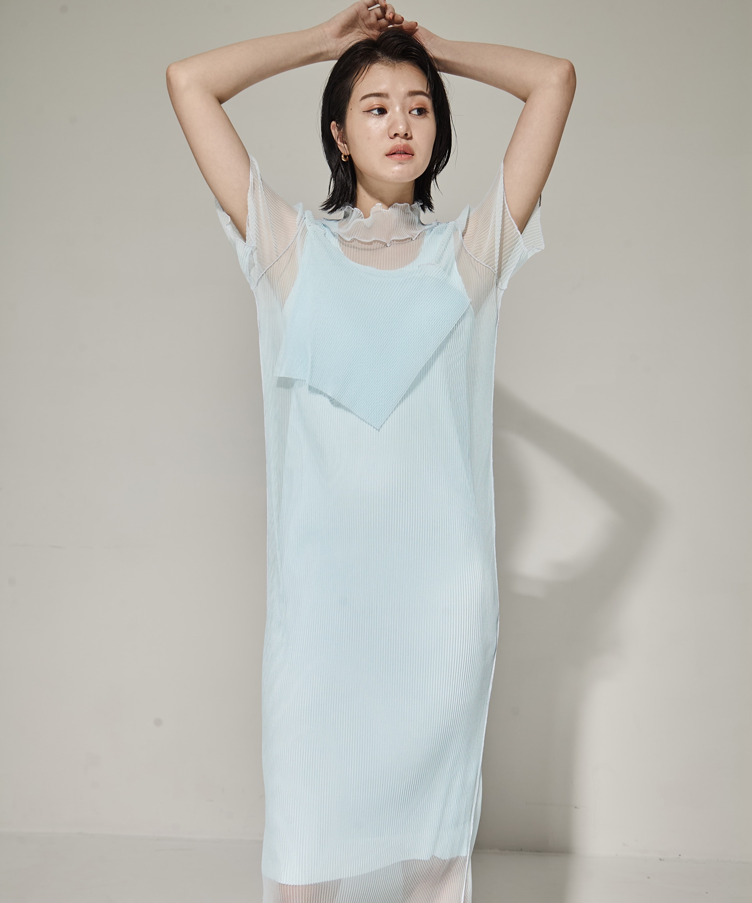 SHEER LAYERED SHORT SLEEVE DRESS kotohayokozawa