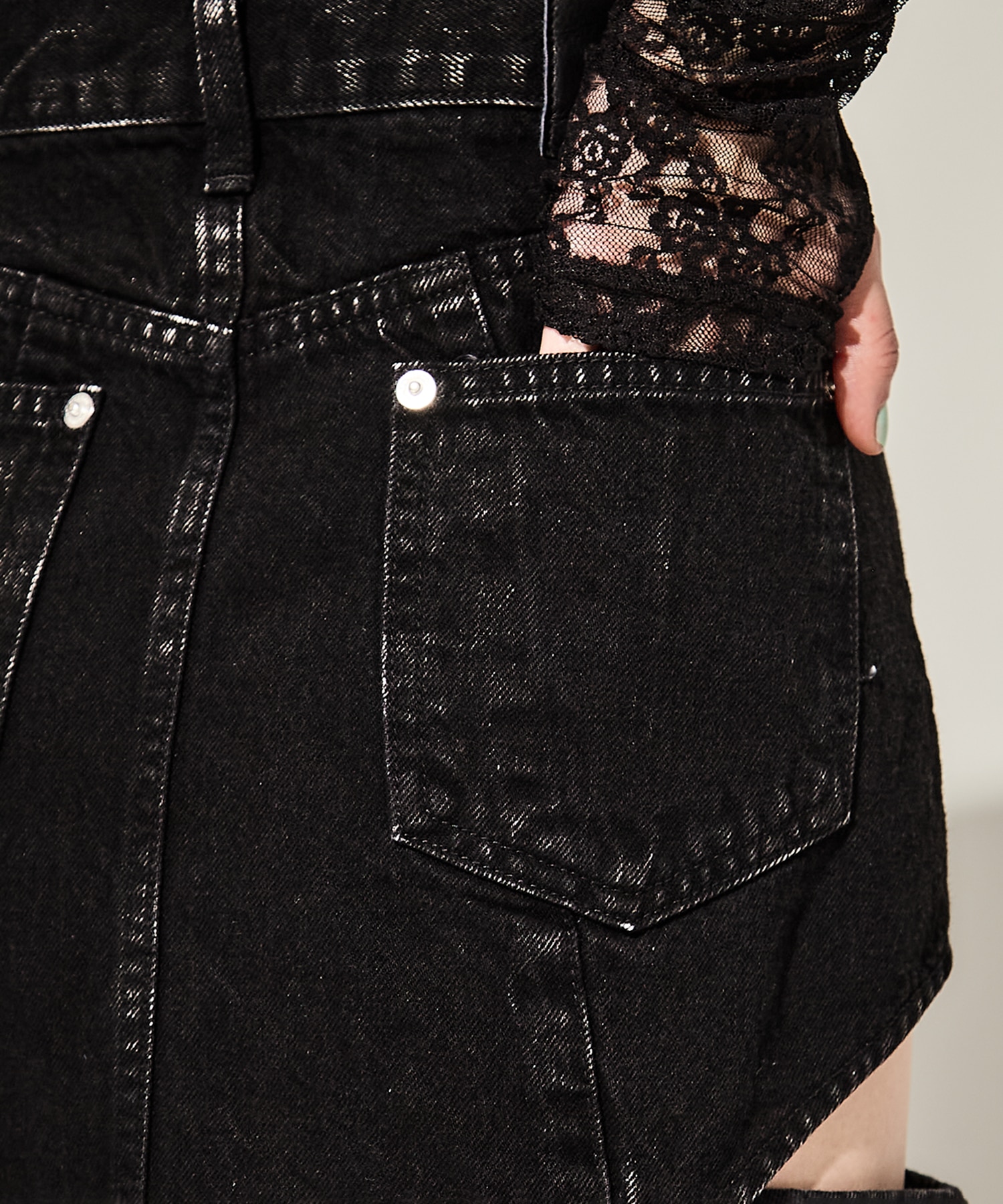 WASHED DENIM HOLLOWED OUT SKIRT JOHN LAWRENCE SULLIVAN