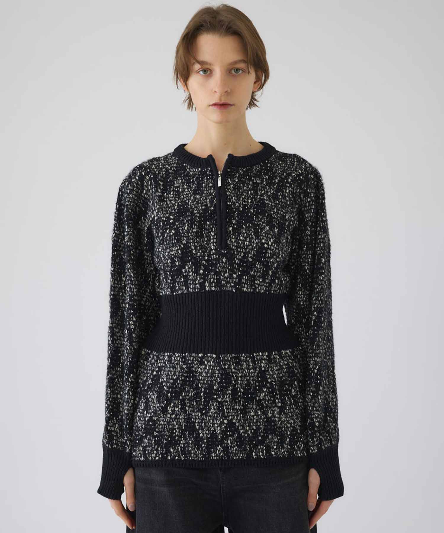 Waist switching knit tops RIM.ARK