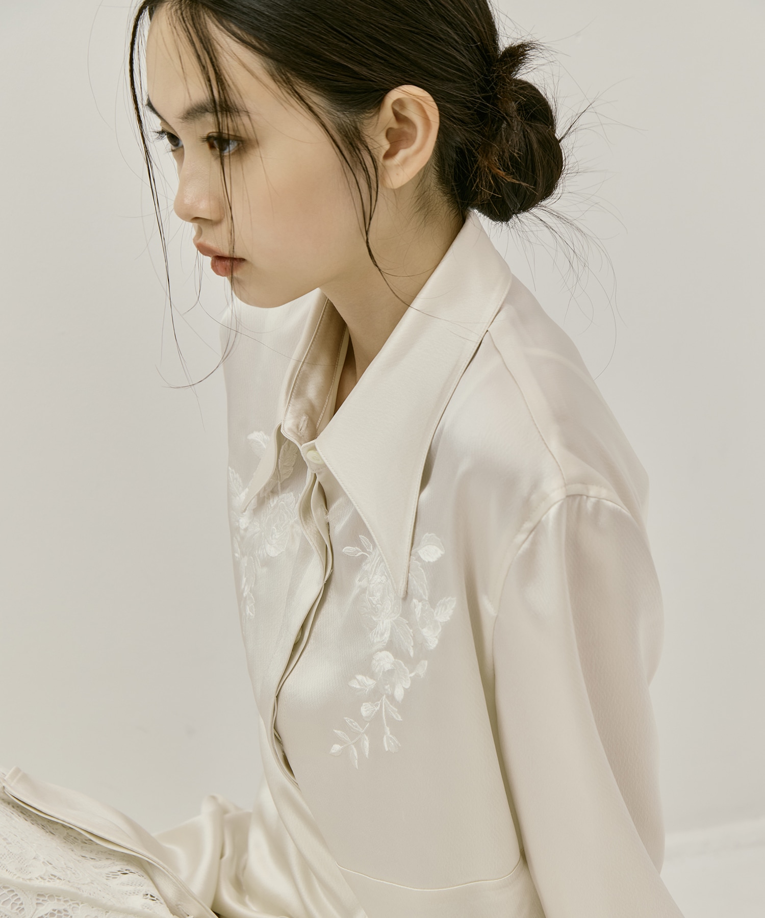 別注 EMBROIDERY SATIN SHIRT FETICO
