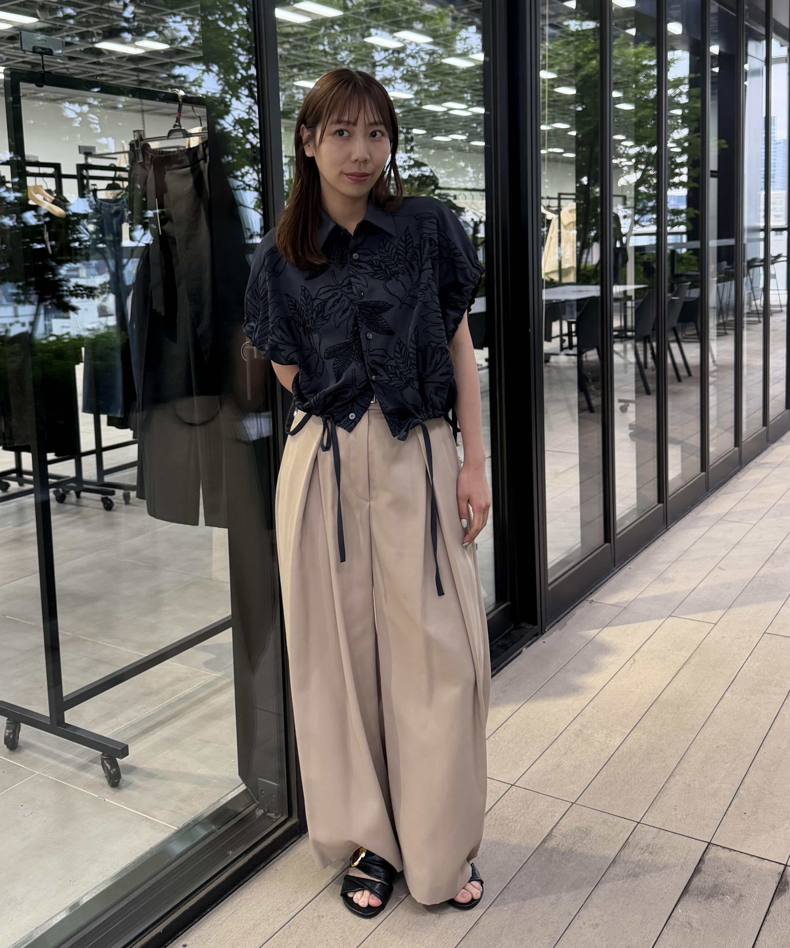 別注 FLOWER LACE GATHER SLEEVE SHIRT UJOH