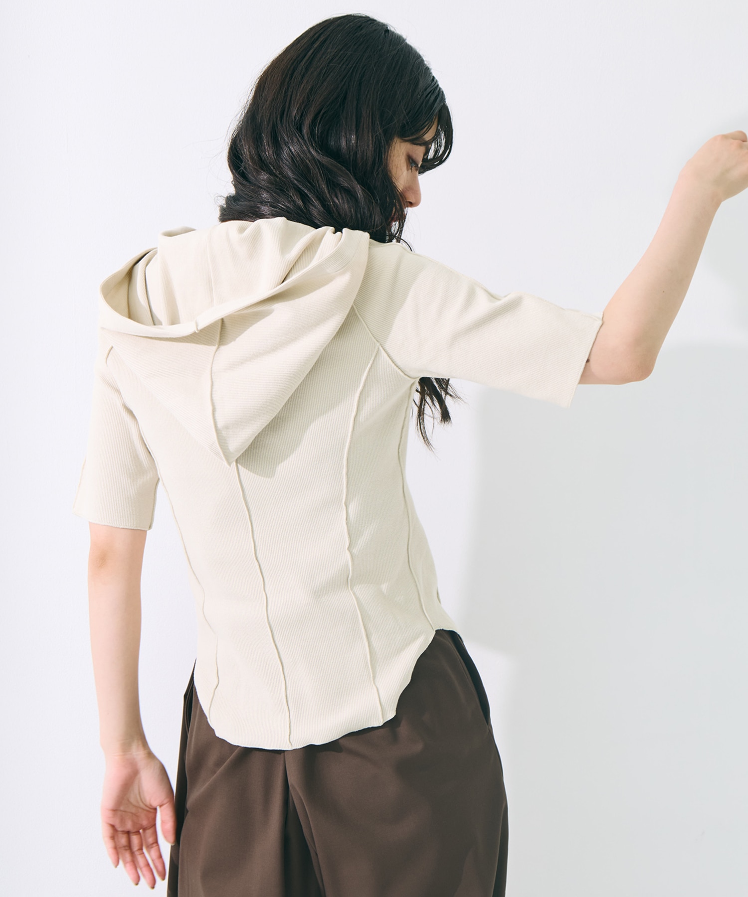 Zip Up Hoodie Rib Top STUDIOUS