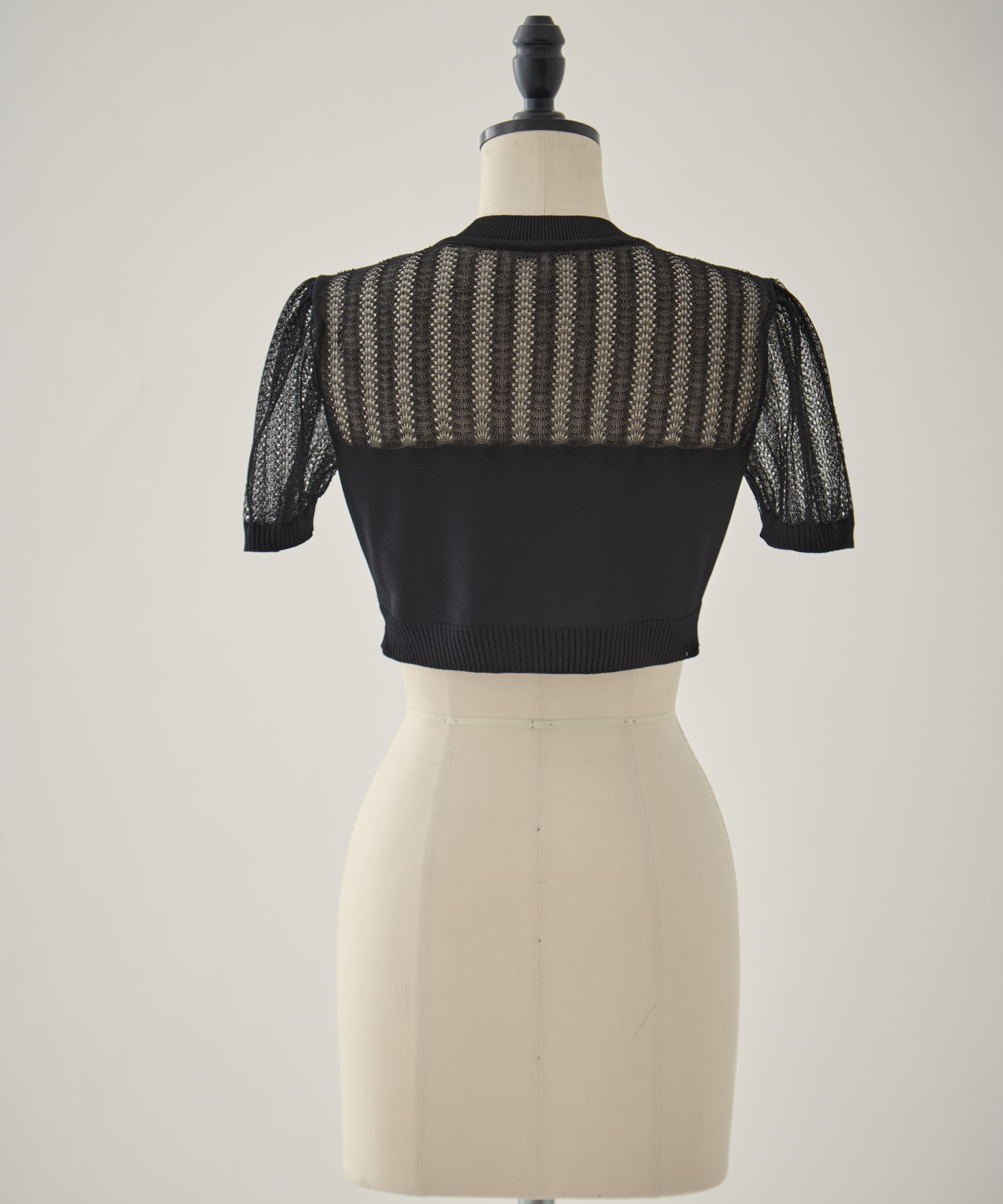 CONVERTIBLE SHEER STRIPE KNIT CARDIGAN FETICO