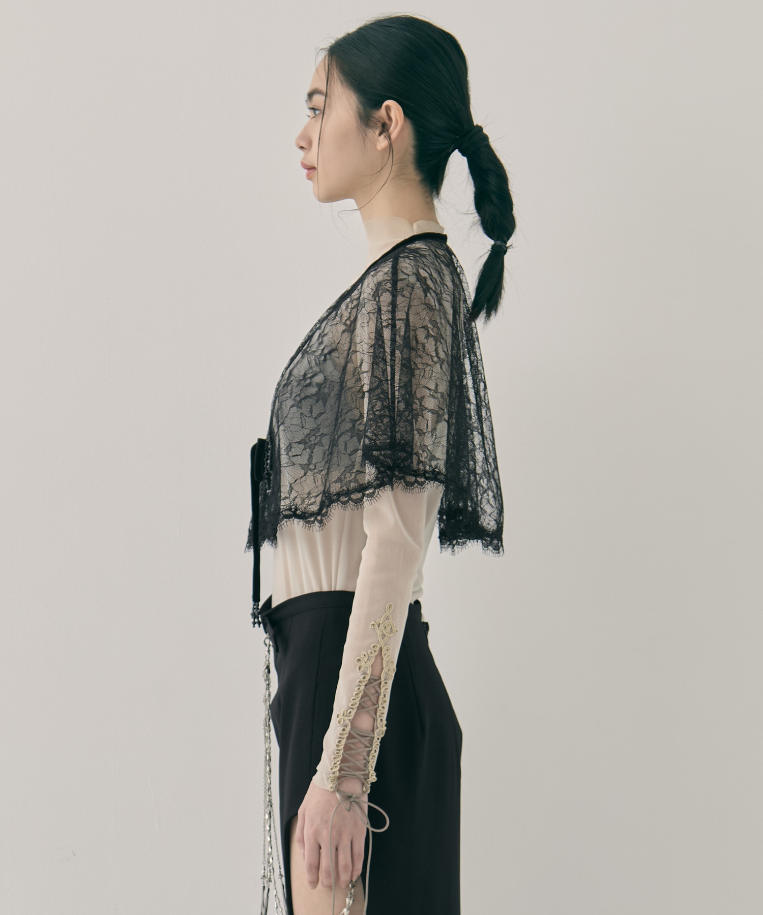 flower lace velvet ribbon cape tanakadaisuke
