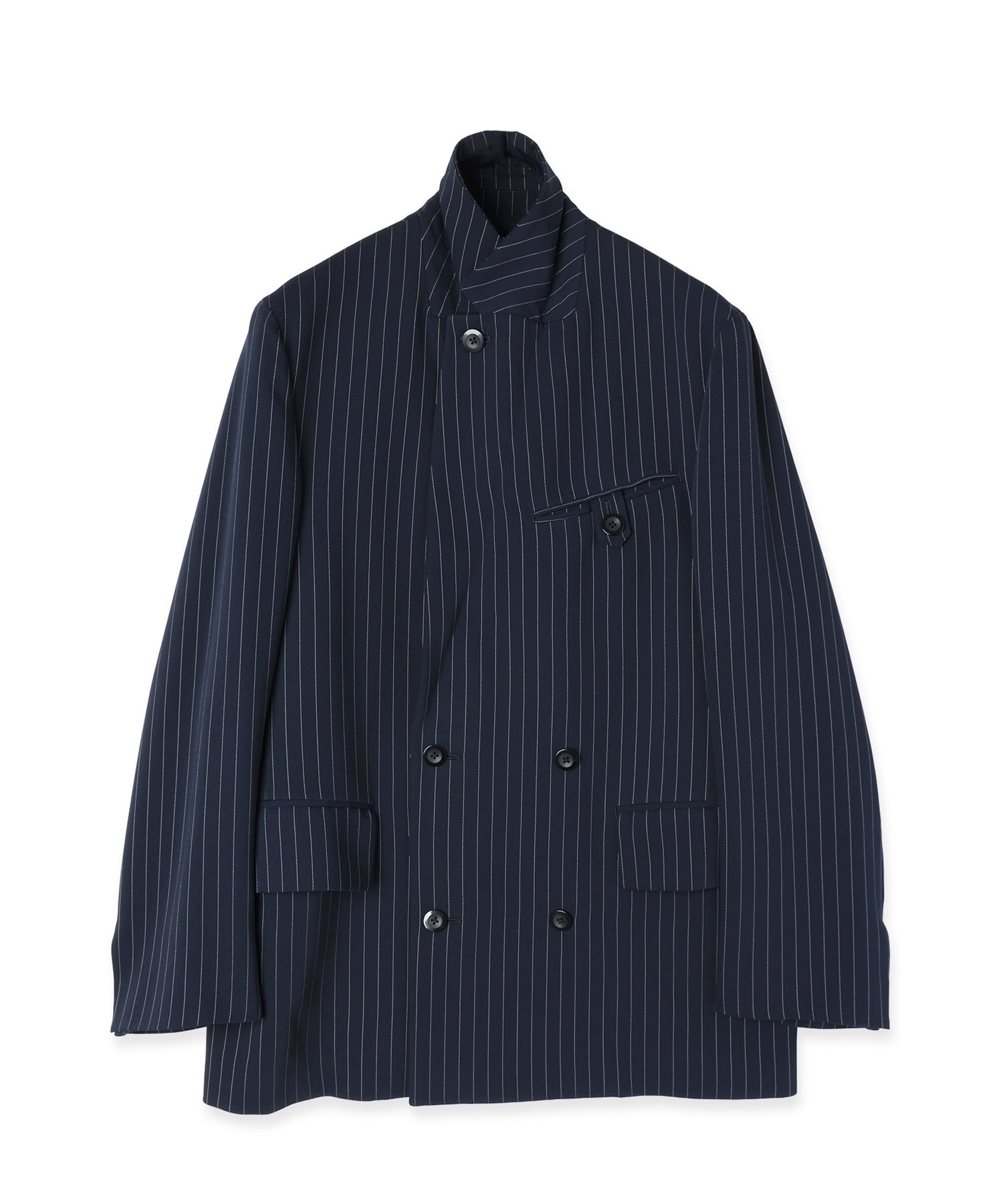 Stripe Double Cloth Button-Tab Pocket Tailored Jacket CULLNI