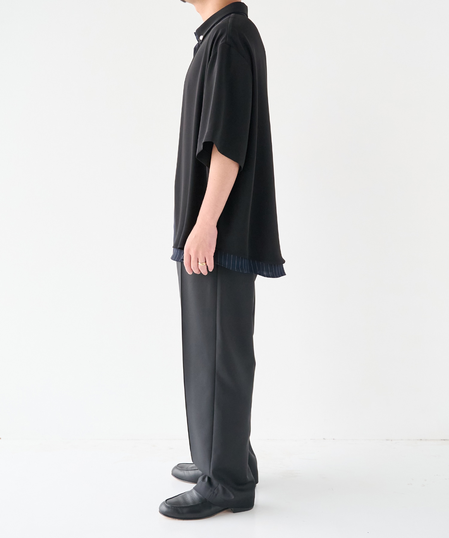 Double Cloth Layered Bi-Color Short Sleeve Shirt CULLNI