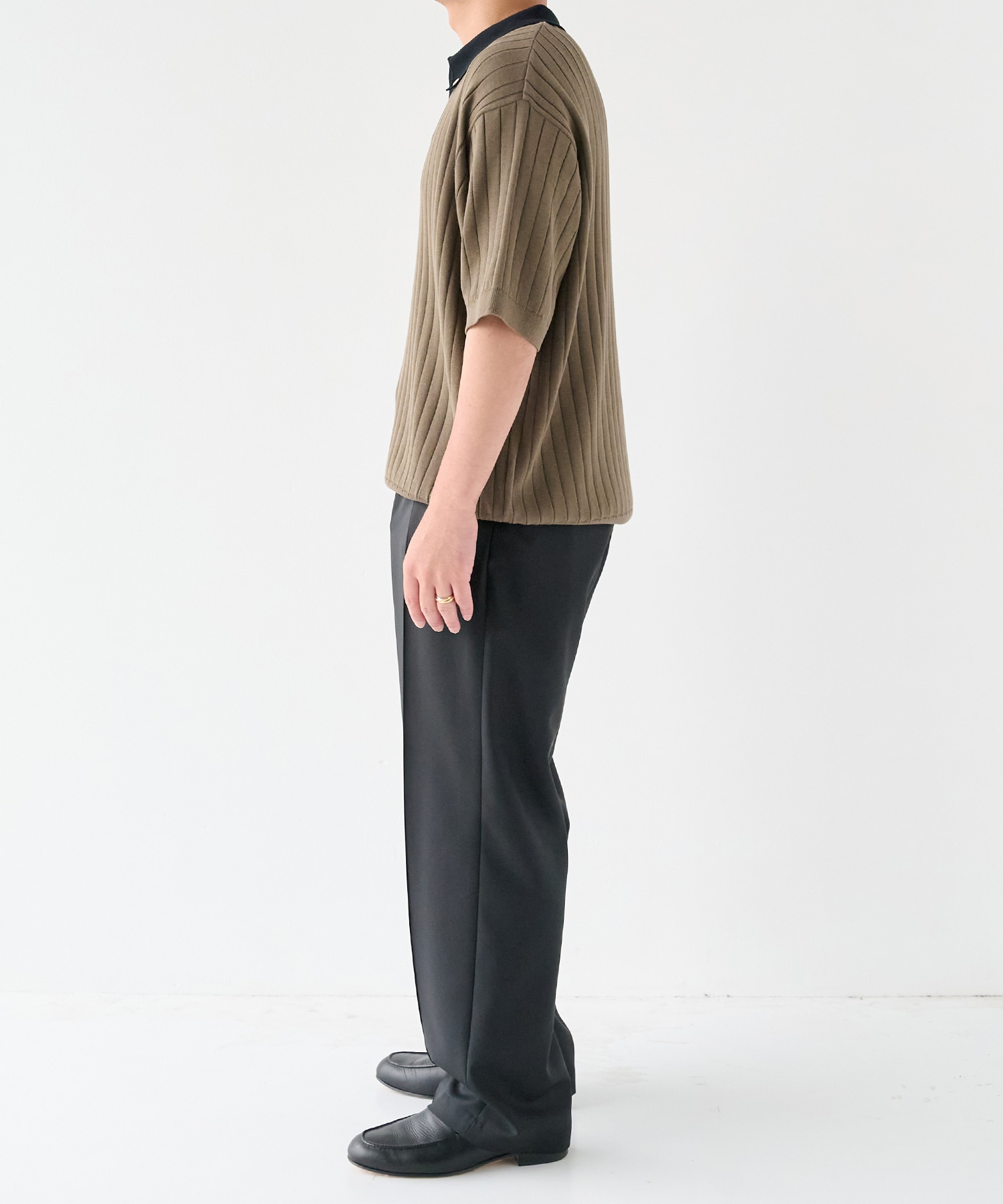 Wide Rib Skipper Collar Short Sleeve Knit CULLNI