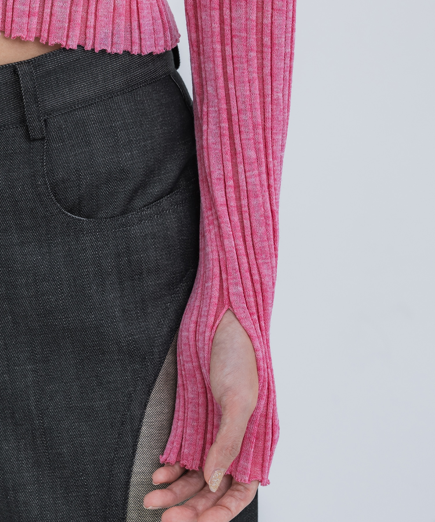 Sheer Rib Knit Cardigan STUDIOUS