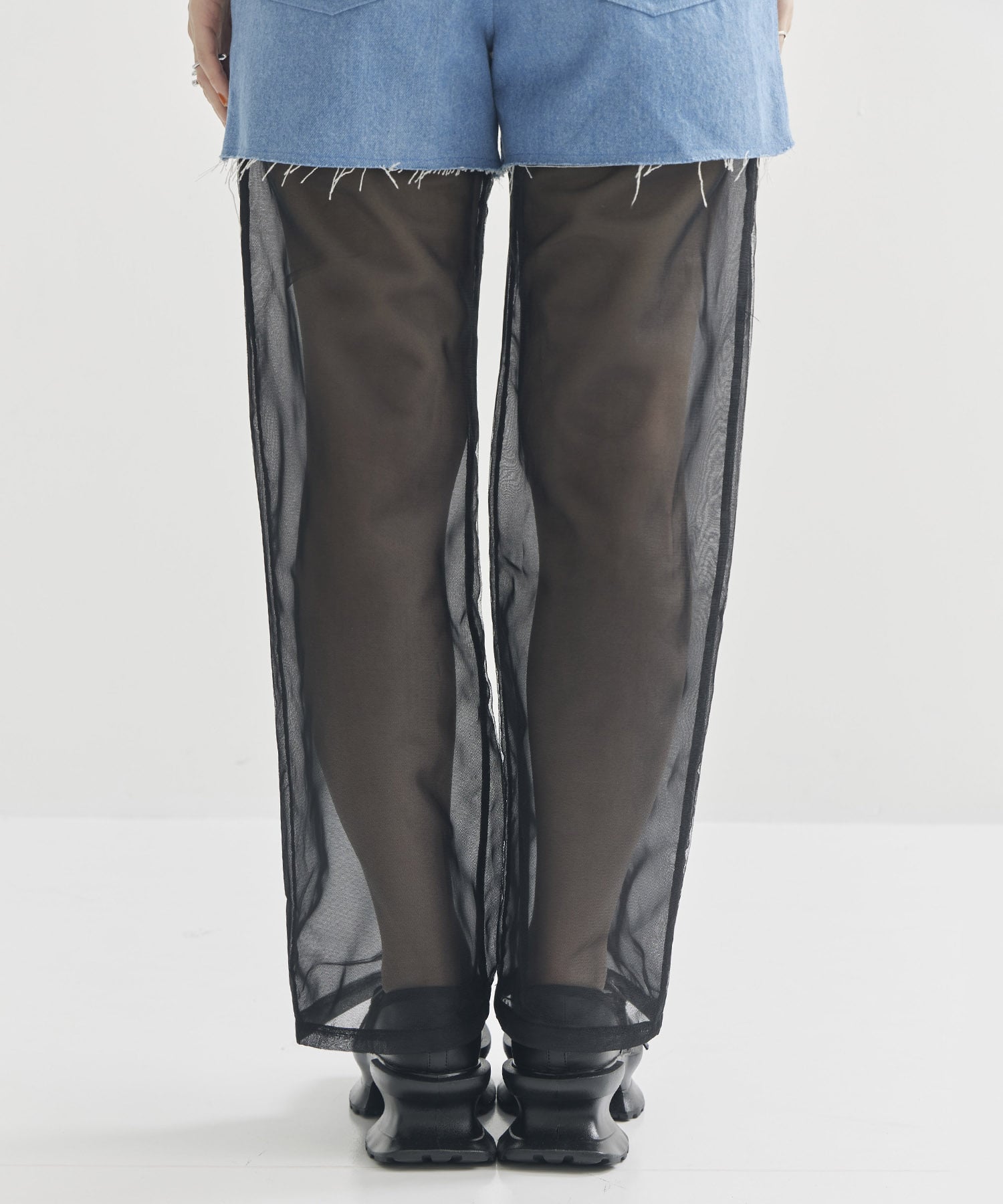 別注Panel Tulle Denim Pants VIVIANO