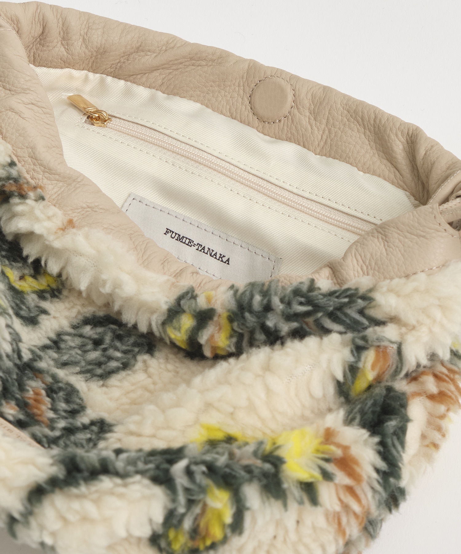 別注jacquard boa drawstring bag FUMIE=TANAKA