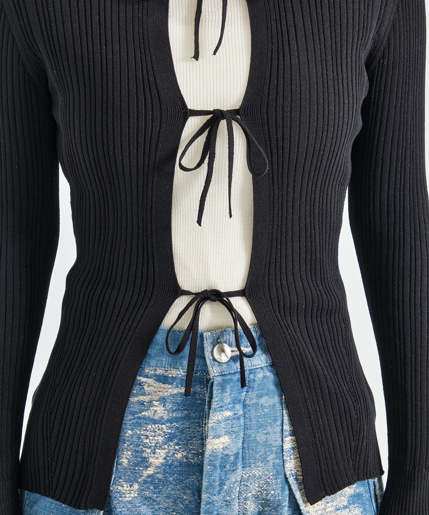 Ribbon Front Knit Cardigan STUDIOUS