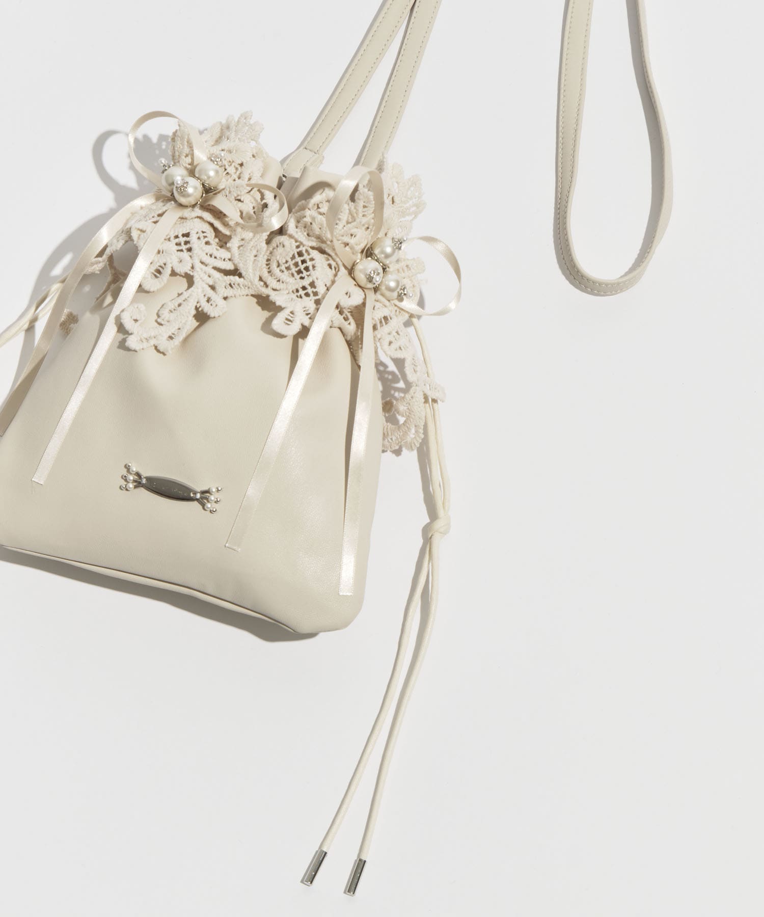 別注lace flower drawstring sacoche tanakadaisuke