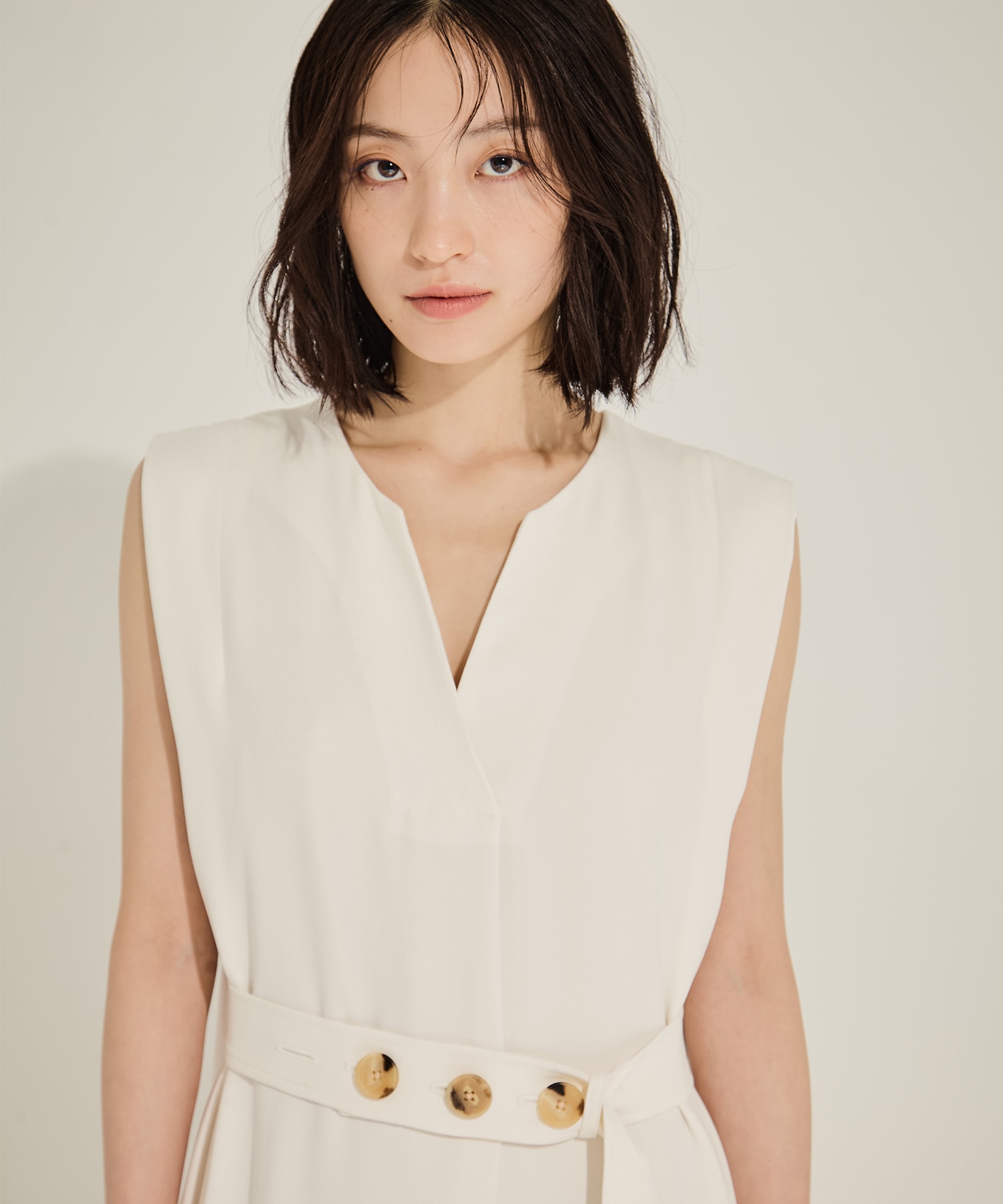 Back Satin Belted Dress STUDIOUS