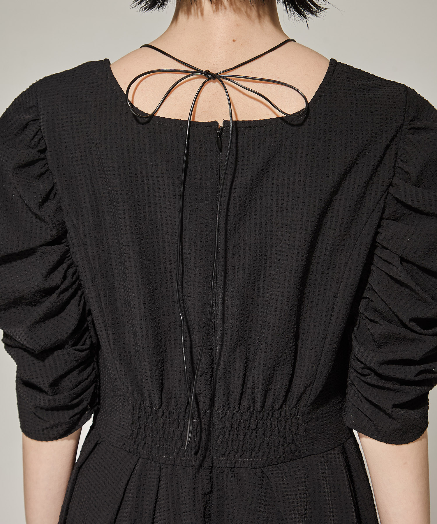 SEERSUCKER VOLUME HEM DRESS AMERI