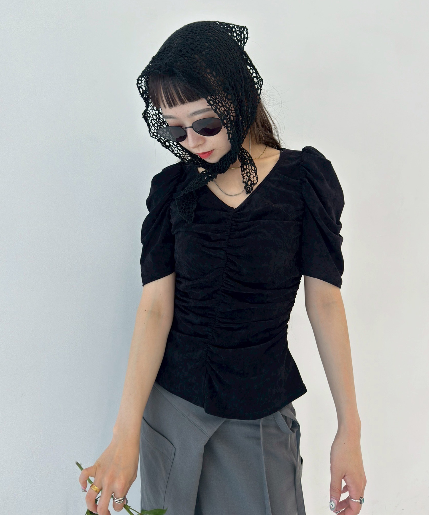 別注VELOUR GATHERD TOP FETICO
