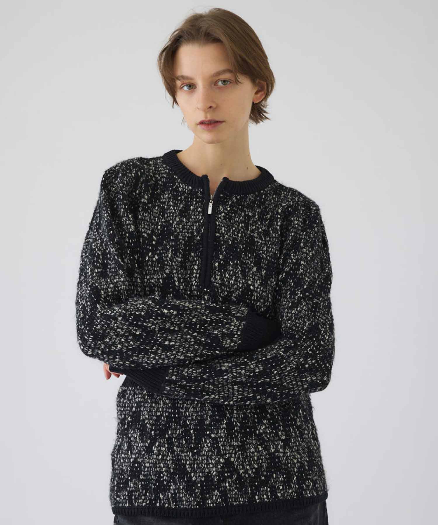 Waist switching knit tops RIM.ARK