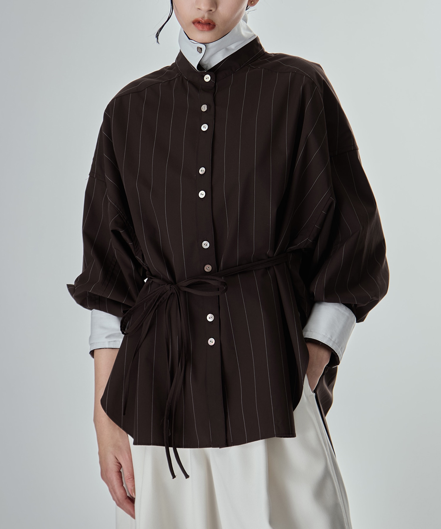 Wide Stripe 2way Shirt STUDIOUS