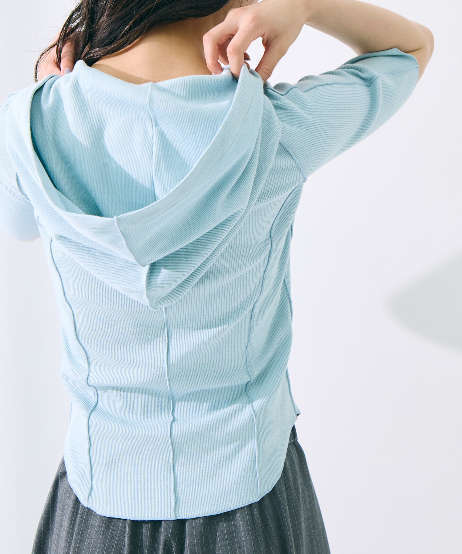 Zip Up Hoodie Rib Top STUDIOUS