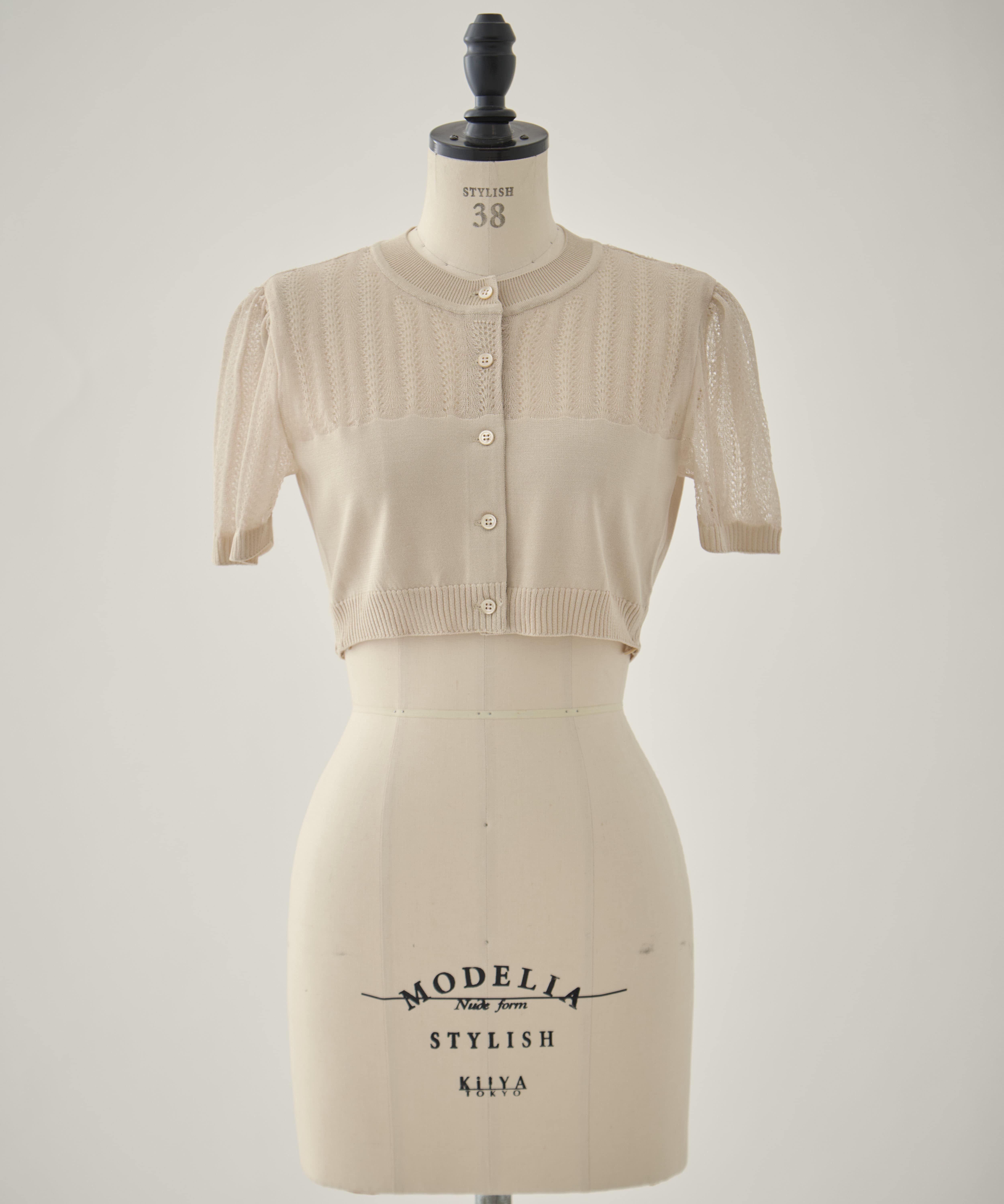 CONVERTIBLE SHEER STRIPE KNIT CARDIGAN FETICO