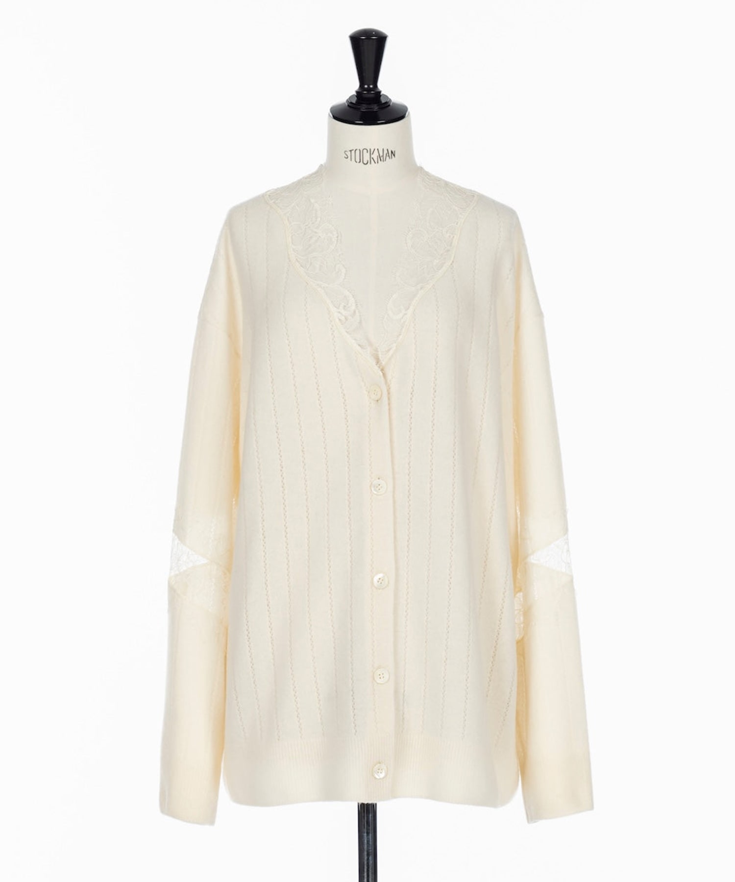 OVERSIZED HAIRY LACE PANELED KNIT CARDIGAN FETICO