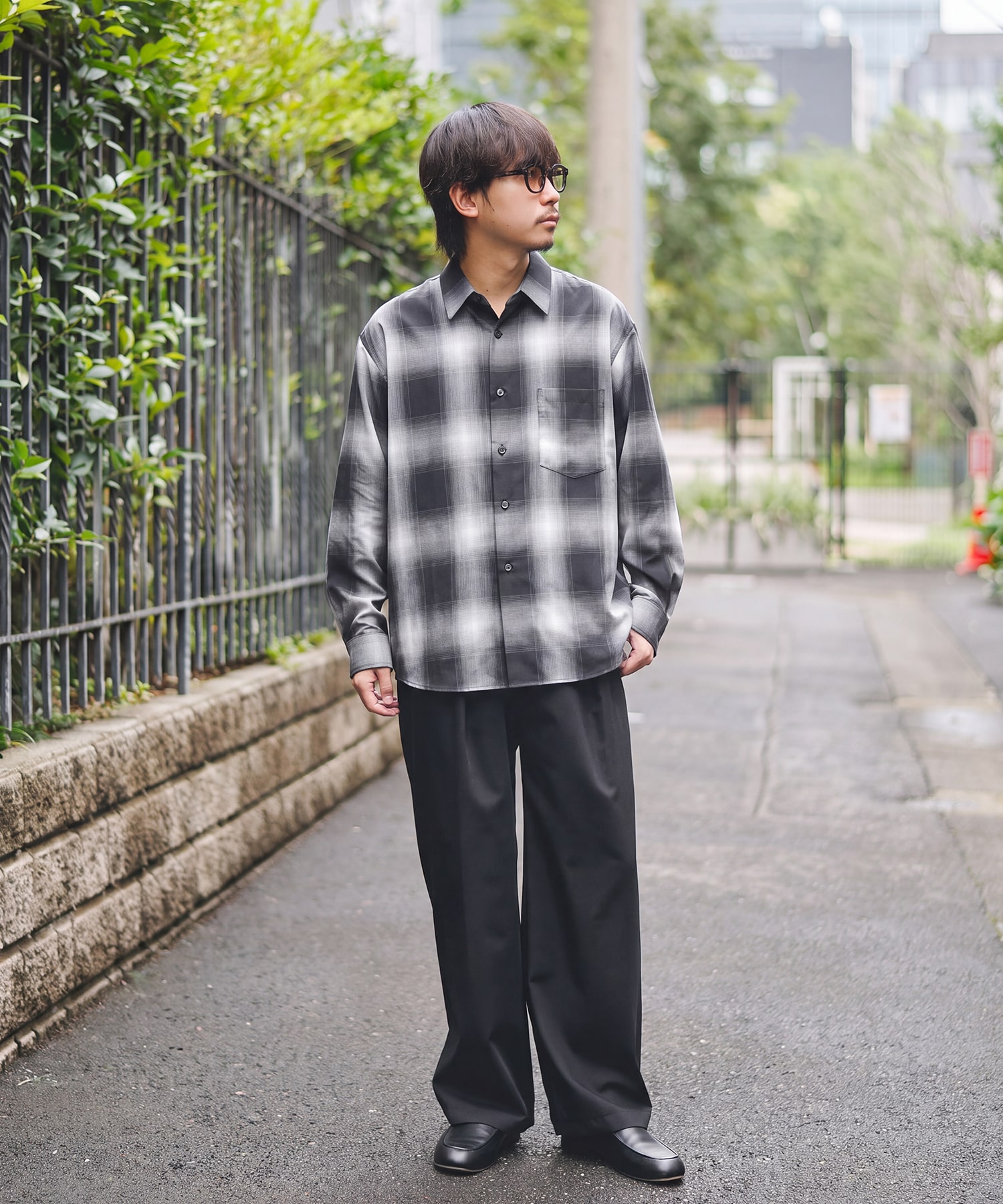 Fine Wool Smooth Check Shirts STUDIOUS