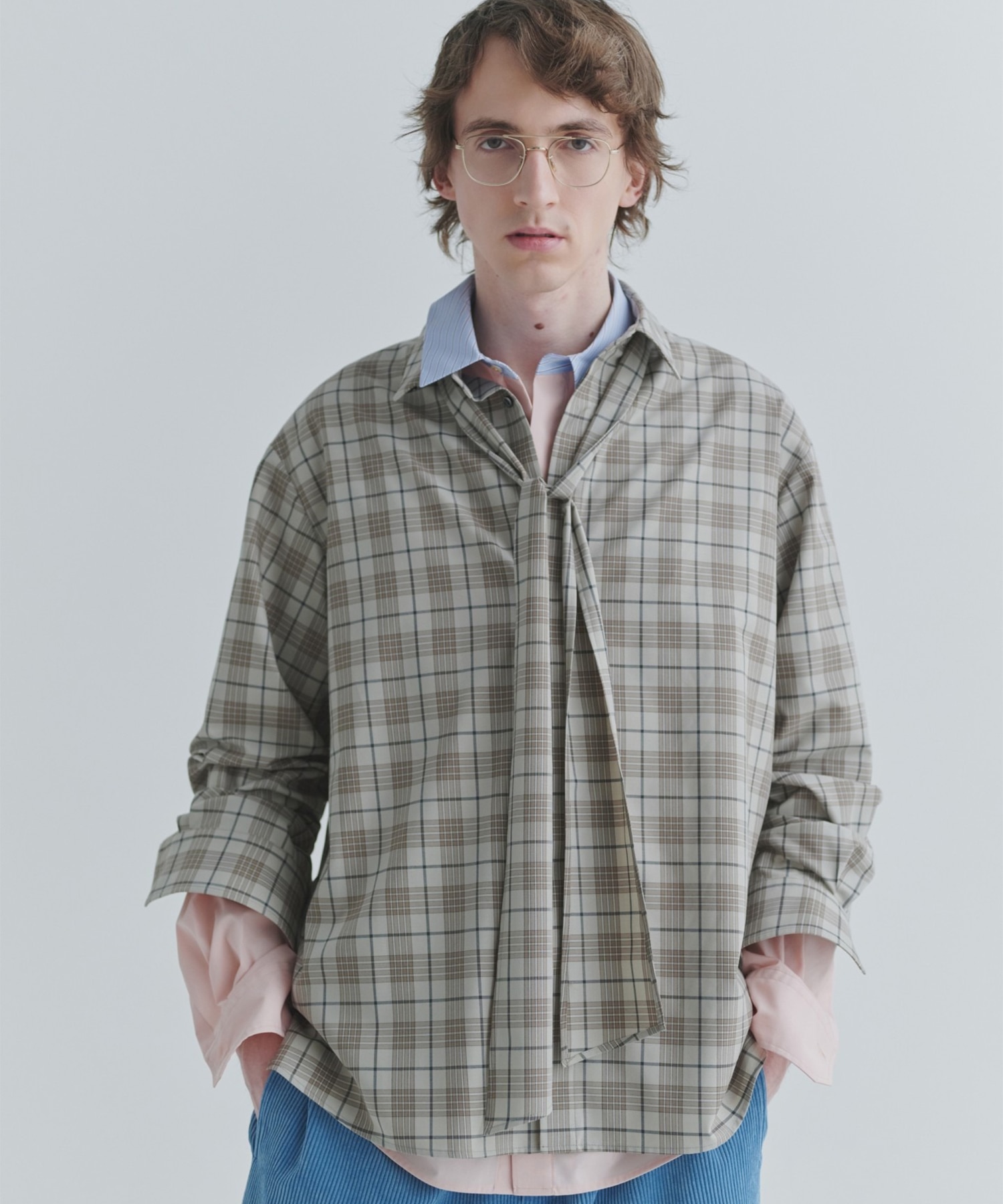 Tartan Check Bow-Tie Long Sleeve Shirt CULLNI