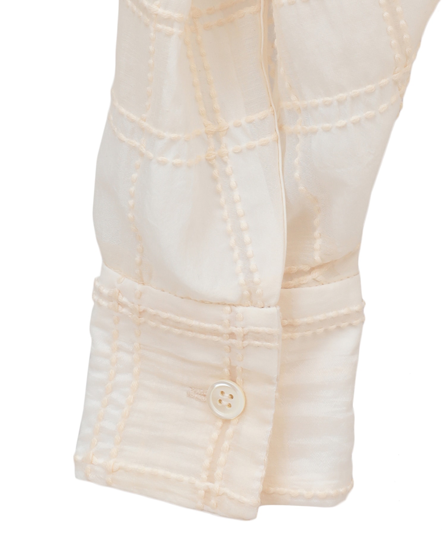 SHEER CHECK TUCK WAIST BLOUSE CLANE
