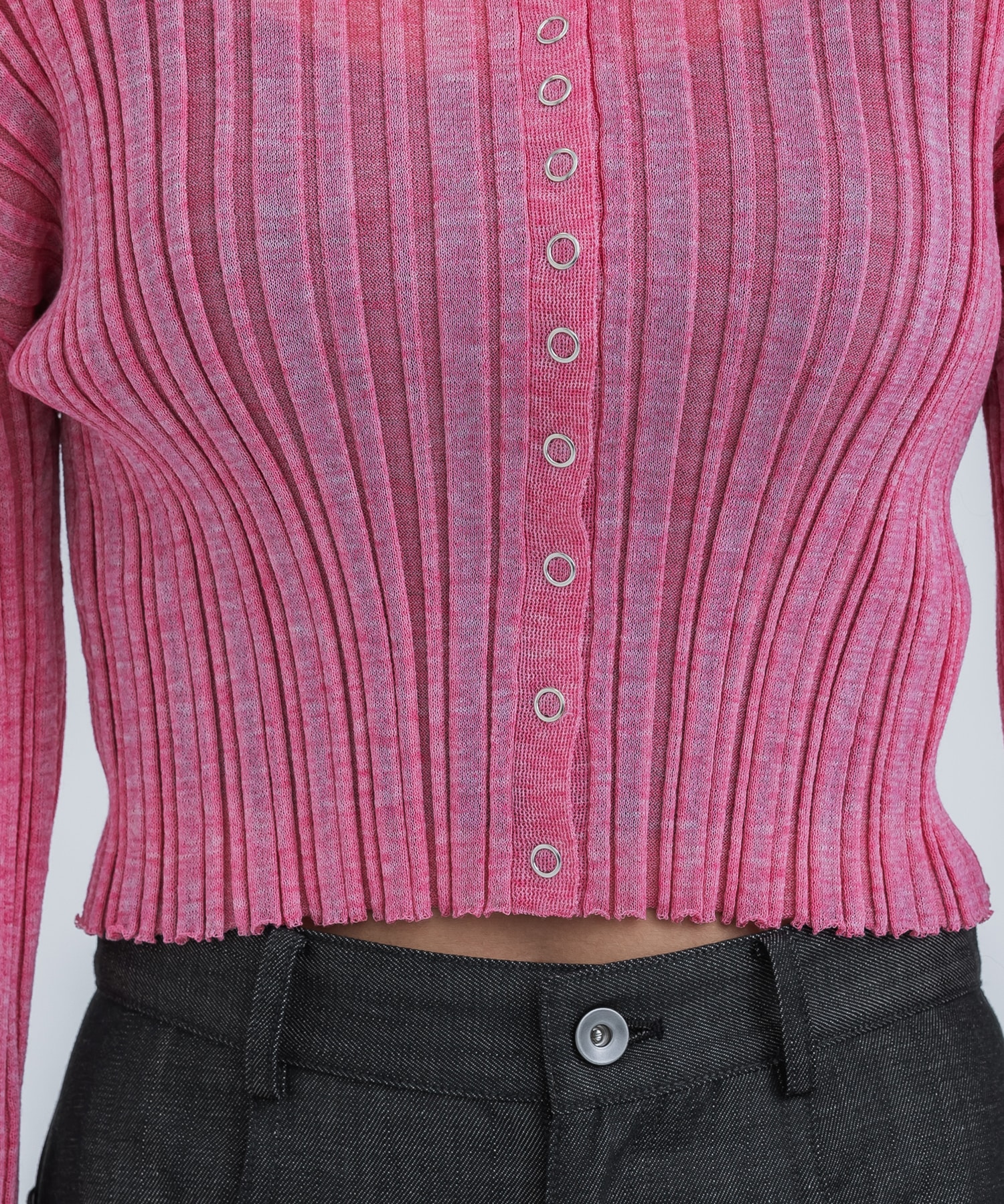 Sheer Rib Knit Cardigan STUDIOUS
