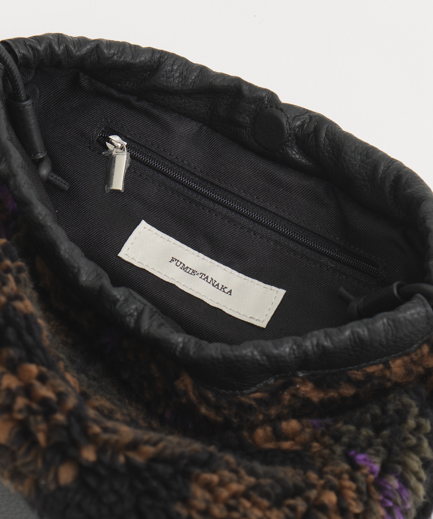 別注jacquard boa drawstring bag FUMIE=TANAKA