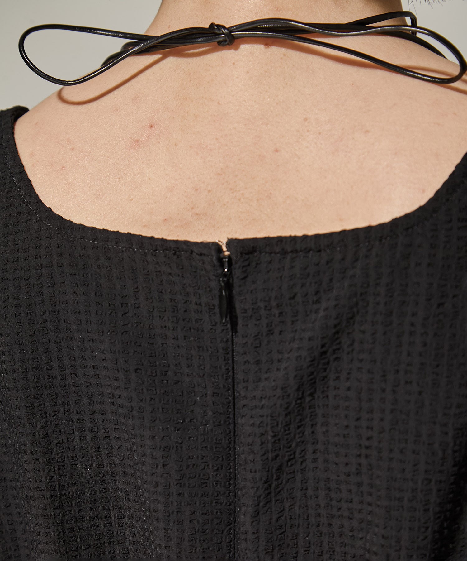 SEERSUCKER VOLUME HEM DRESS AMERI