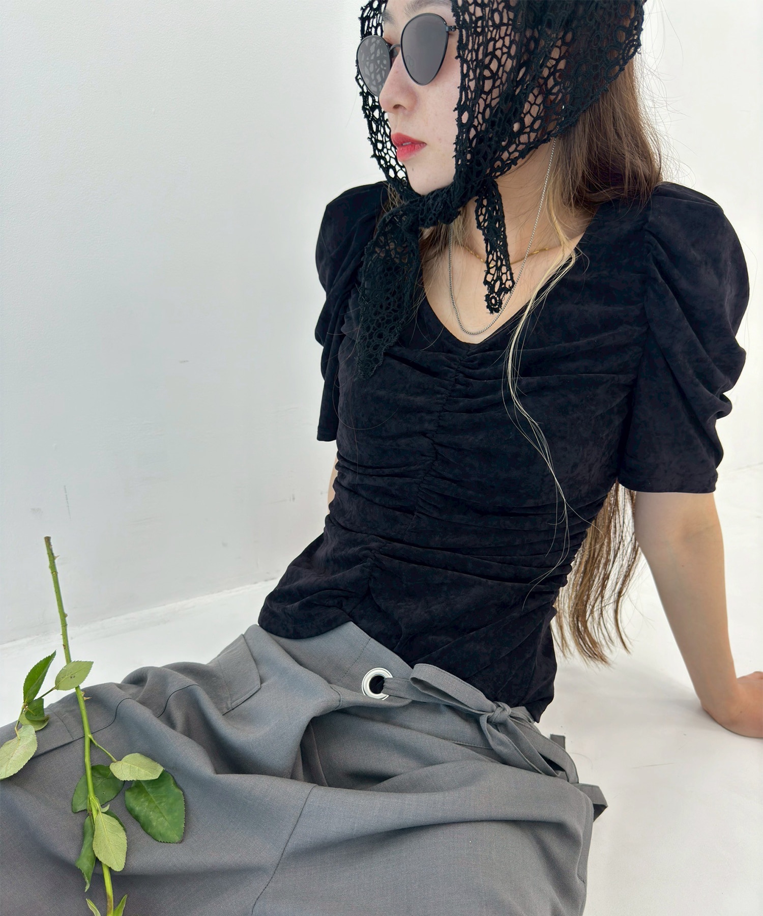 別注VELOUR GATHERD TOP FETICO