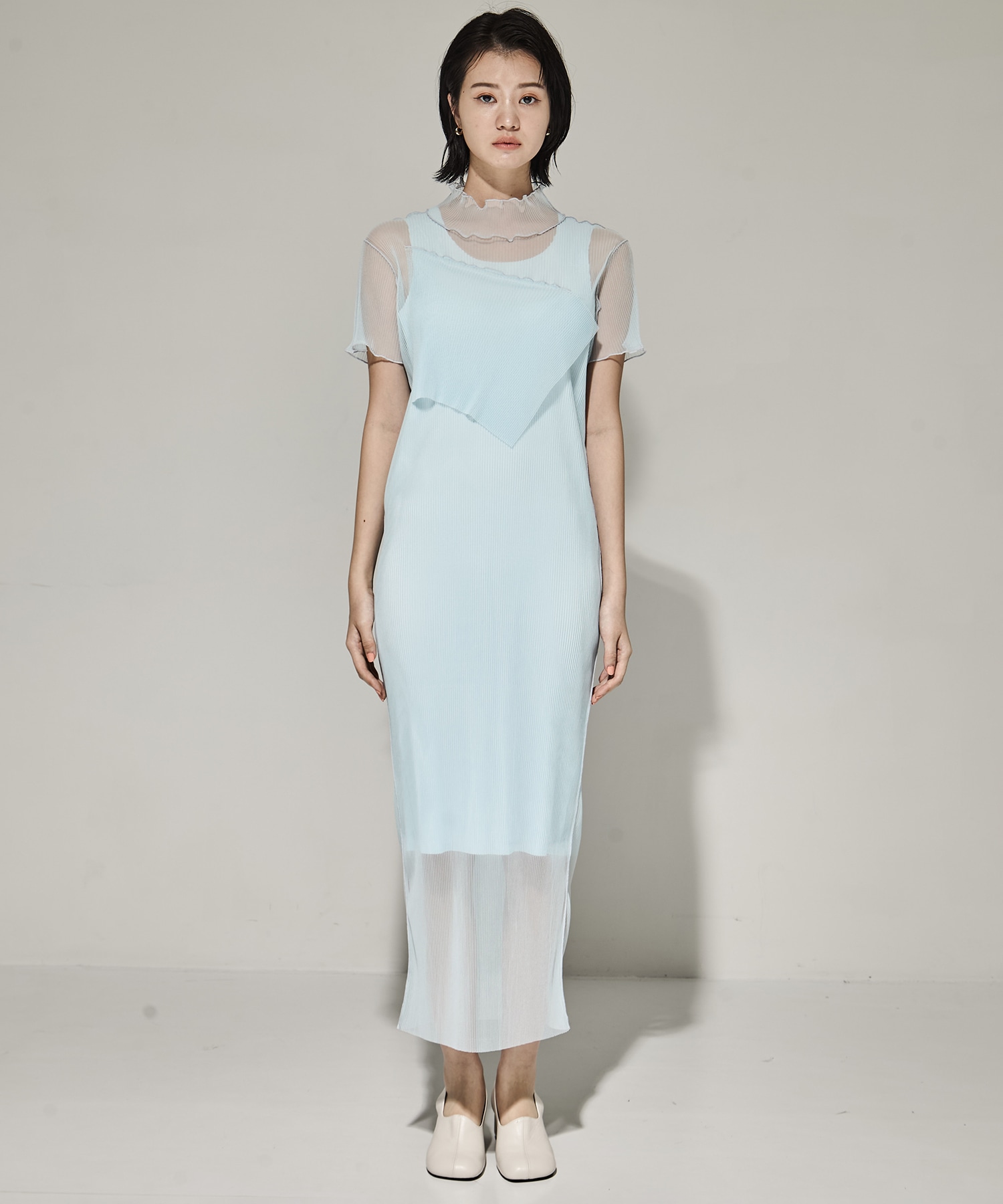 SHEER LAYERED SHORT SLEEVE DRESS kotohayokozawa