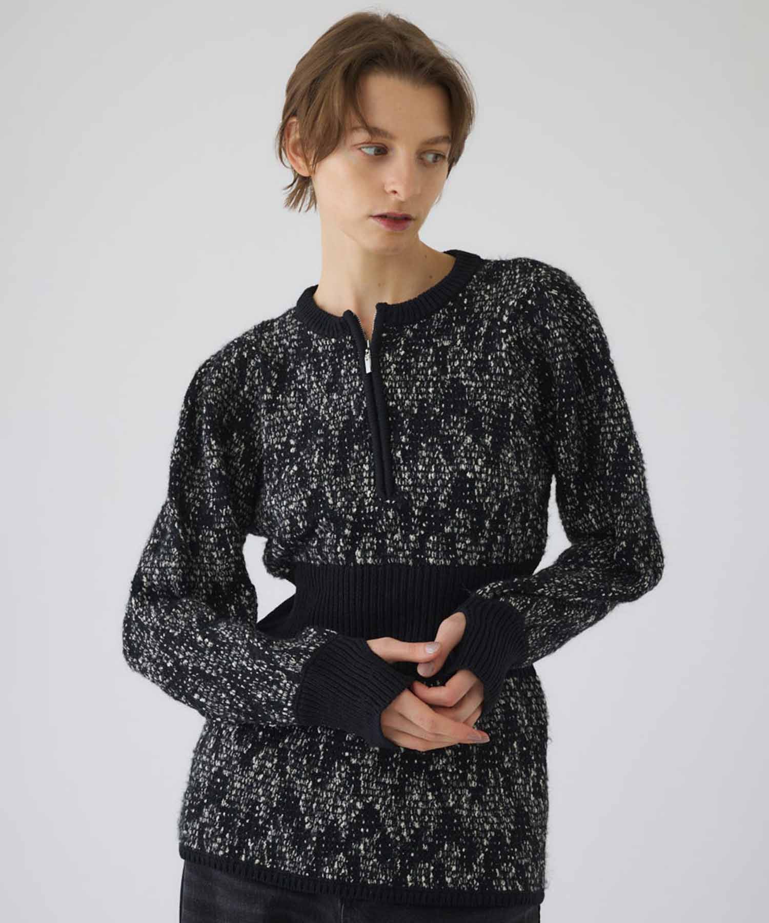Waist switching knit tops RIM.ARK