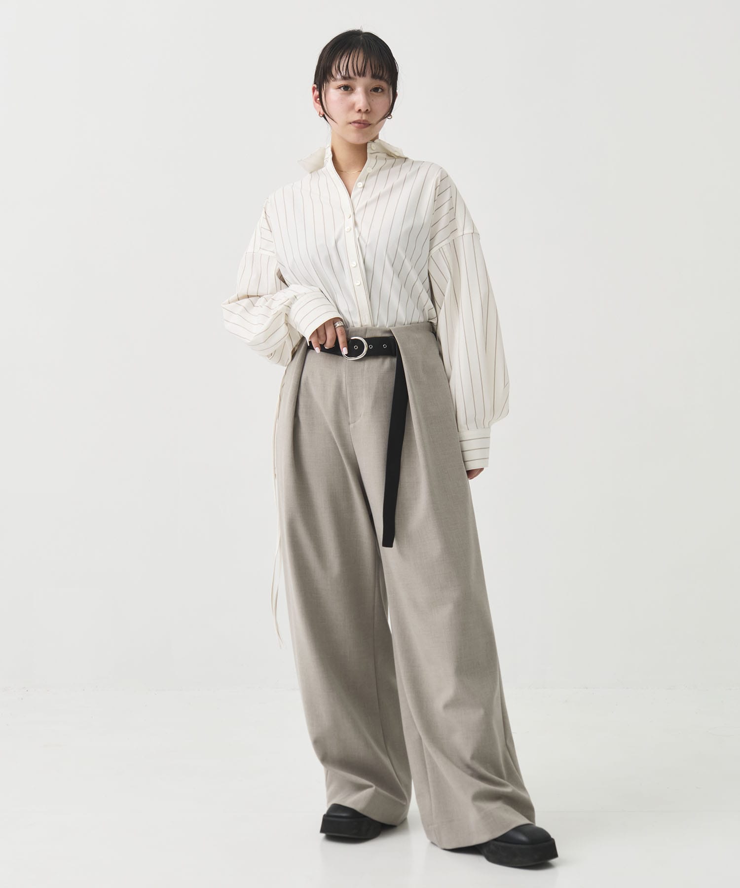 【新色】Wide Stripe 2way Shirt STUDIOUS