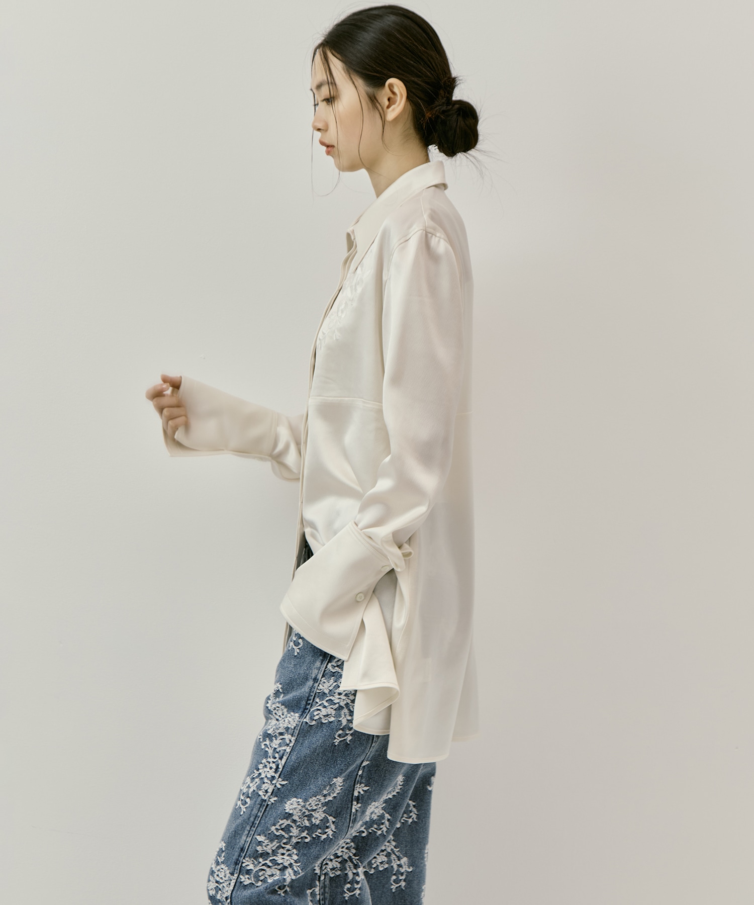 別注 EMBROIDERY SATIN SHIRT FETICO