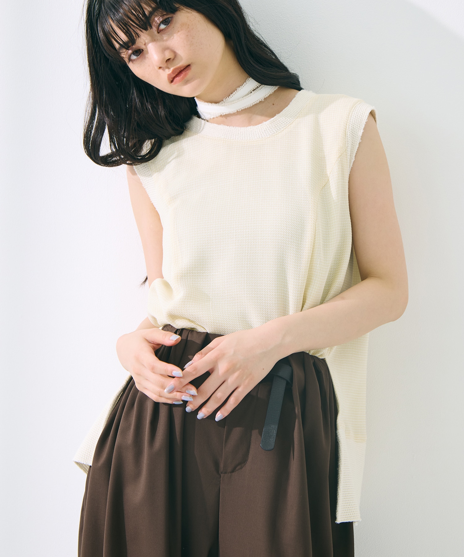 Sleeveless Washable Mesh Blouse STUDIOUS