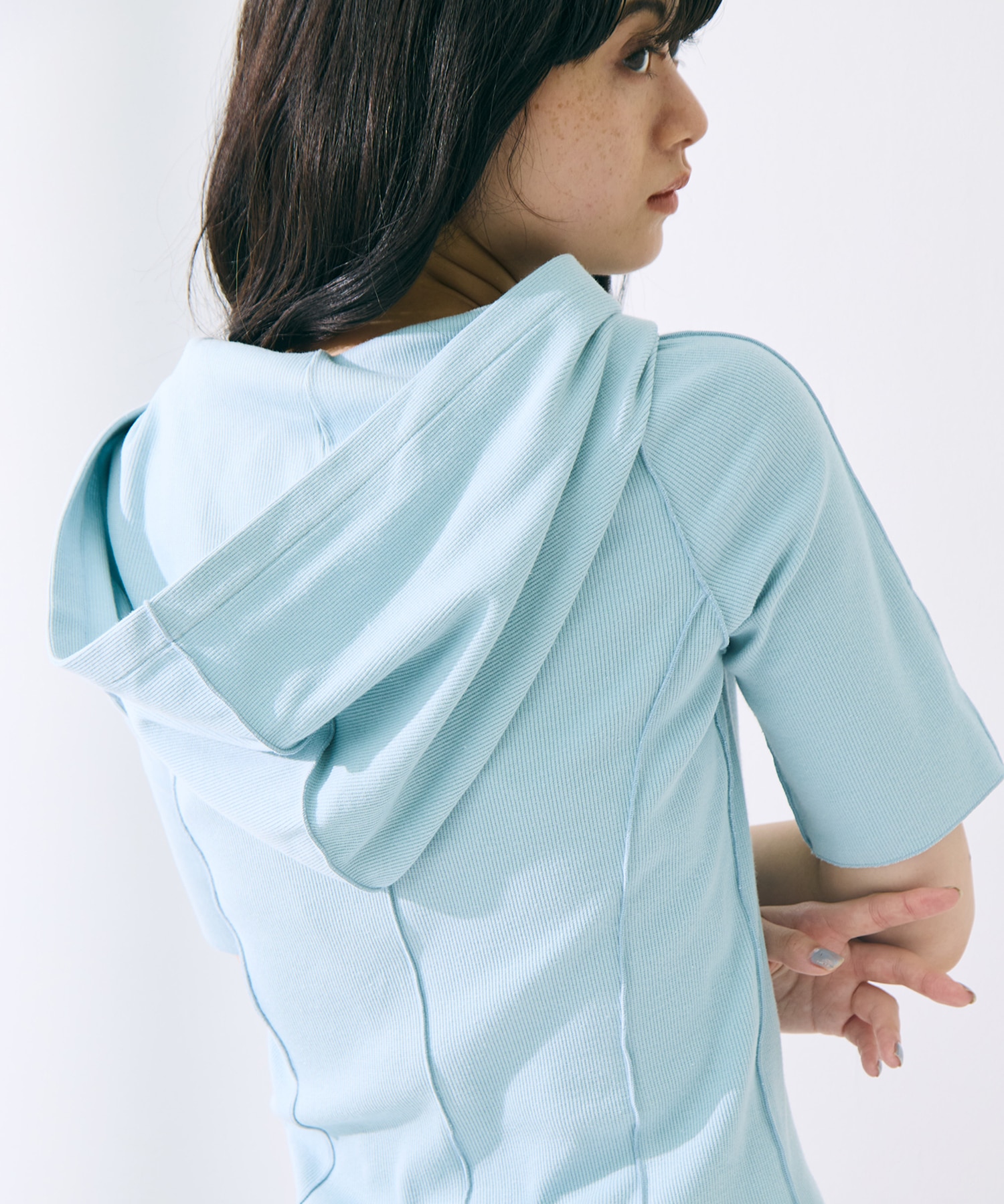 Zip Up Hoodie Rib Top STUDIOUS