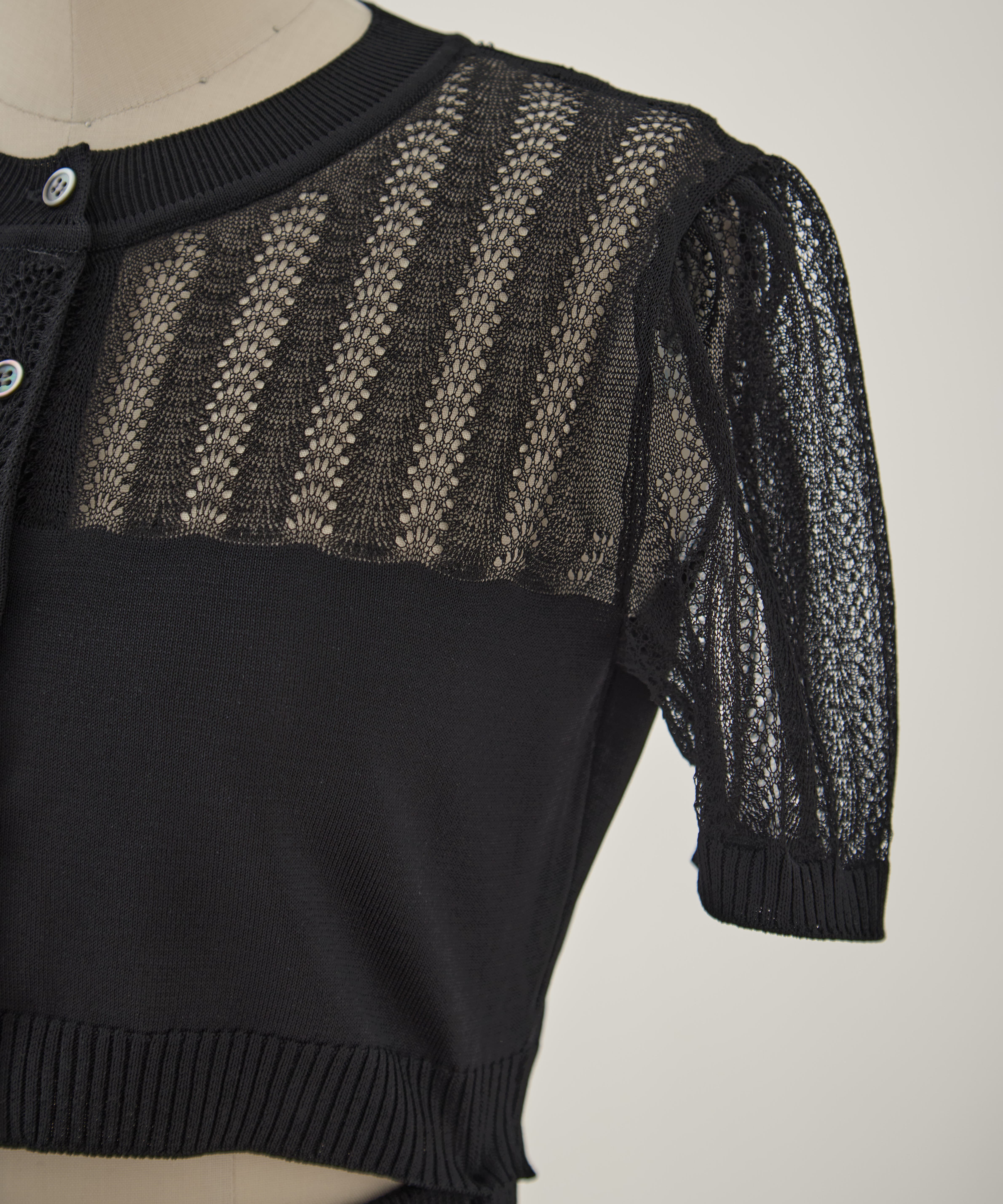 CONVERTIBLE SHEER STRIPE KNIT CARDIGAN FETICO
