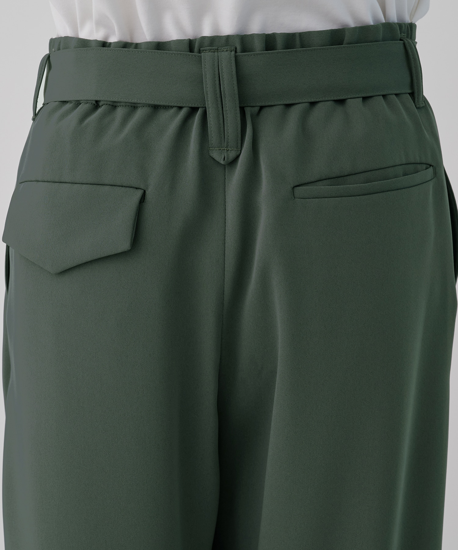 Double Cloth 2 Tuck Wide Pants with Long Belt CULLNI