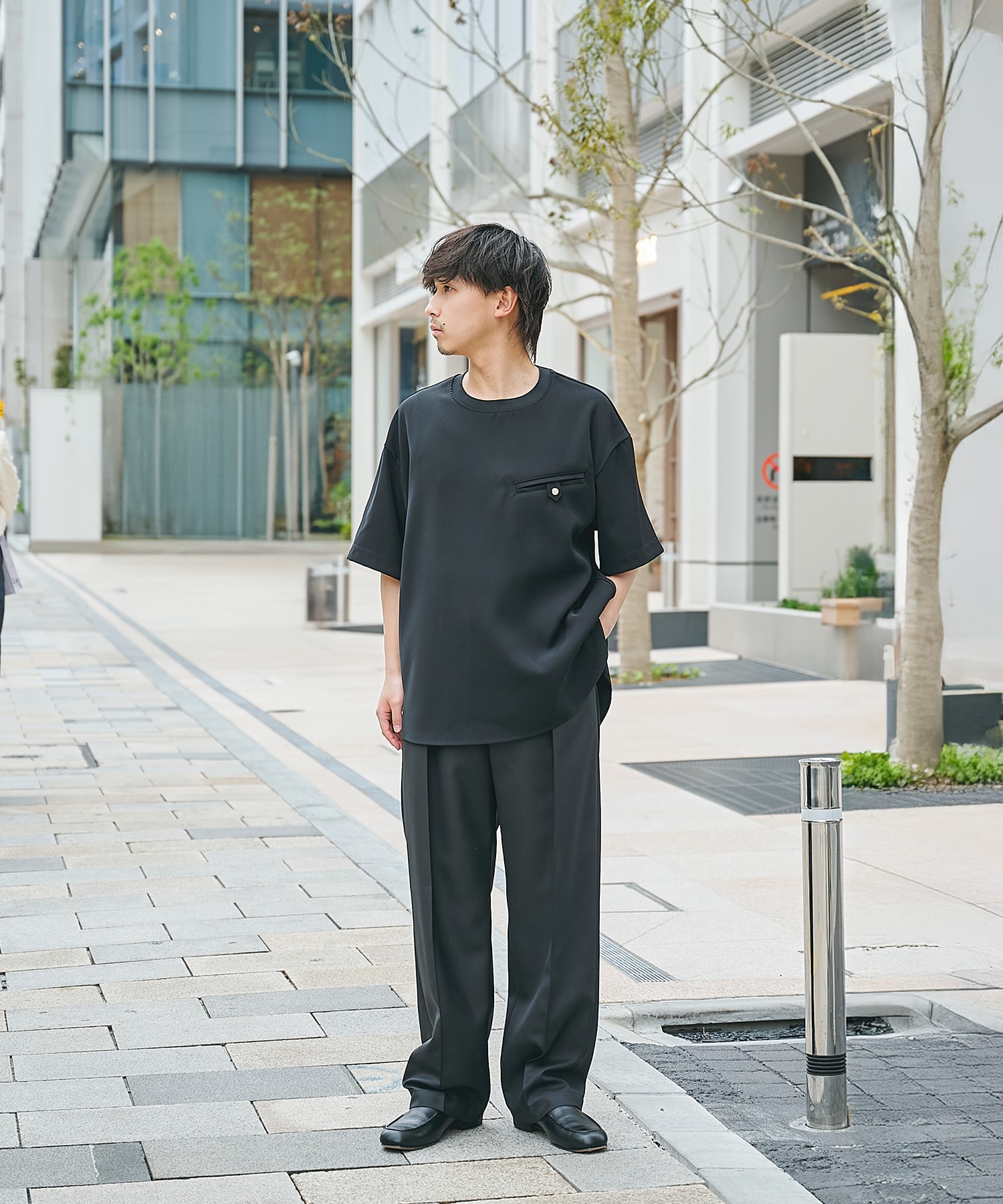 Dry Twill Button-Tab Pocket Short Sleeve Pullover CULLNI