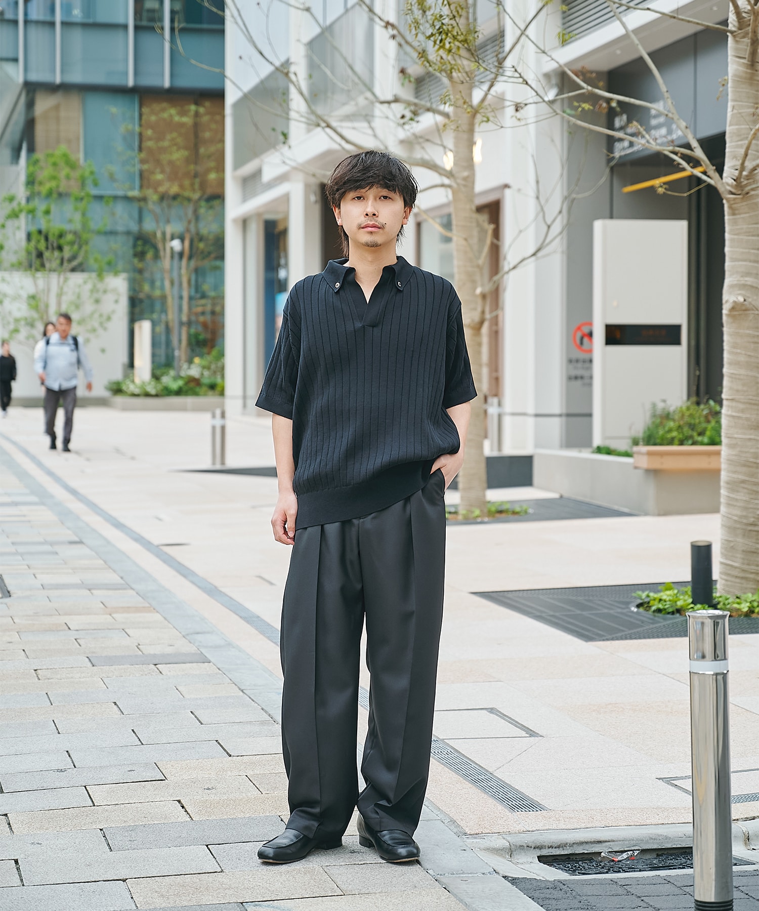 Wide Rib Skipper Collar Short Sleeve Knit CULLNI